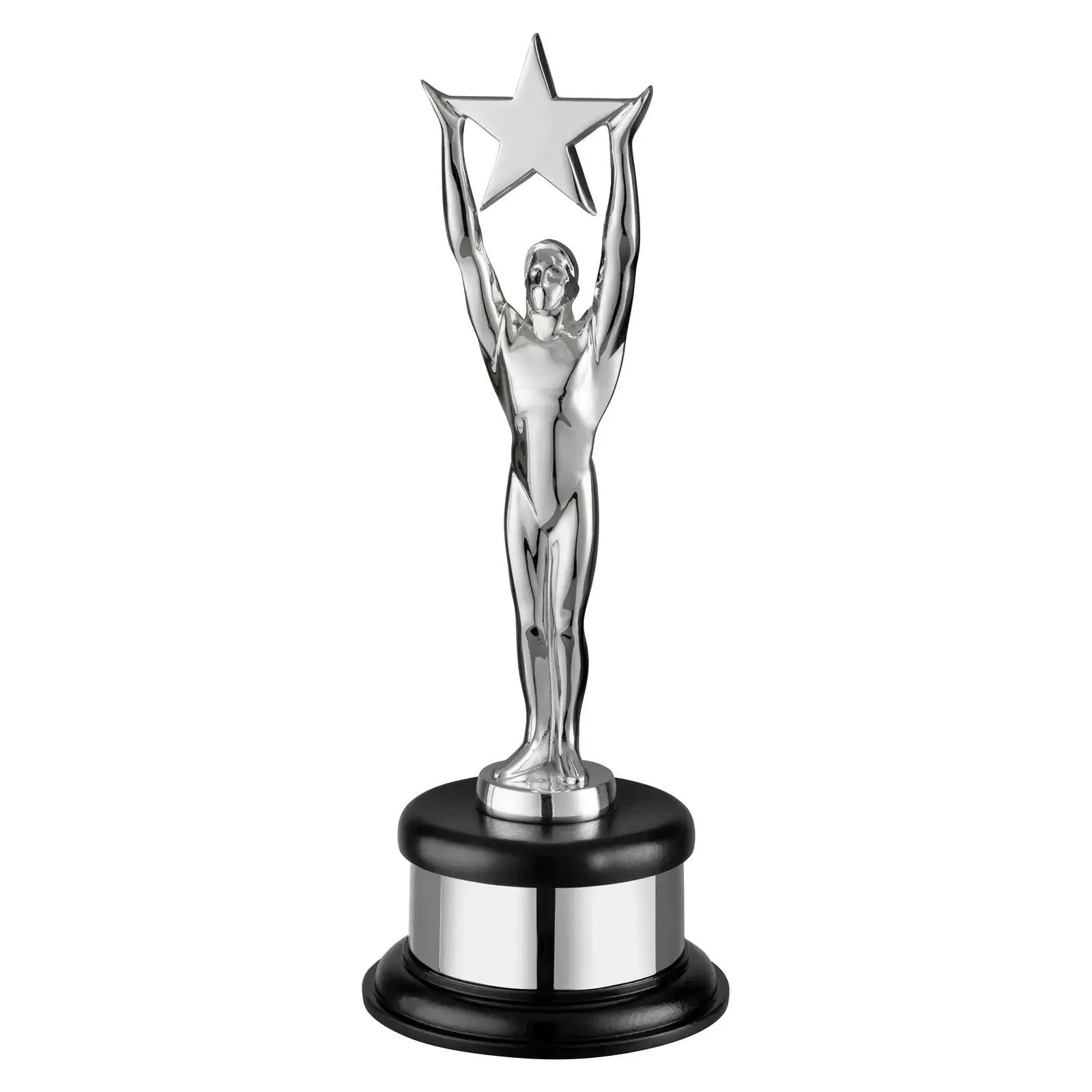 14.5in Silver Plated Metal Hollywood Statue/Figurine (Holding Star)