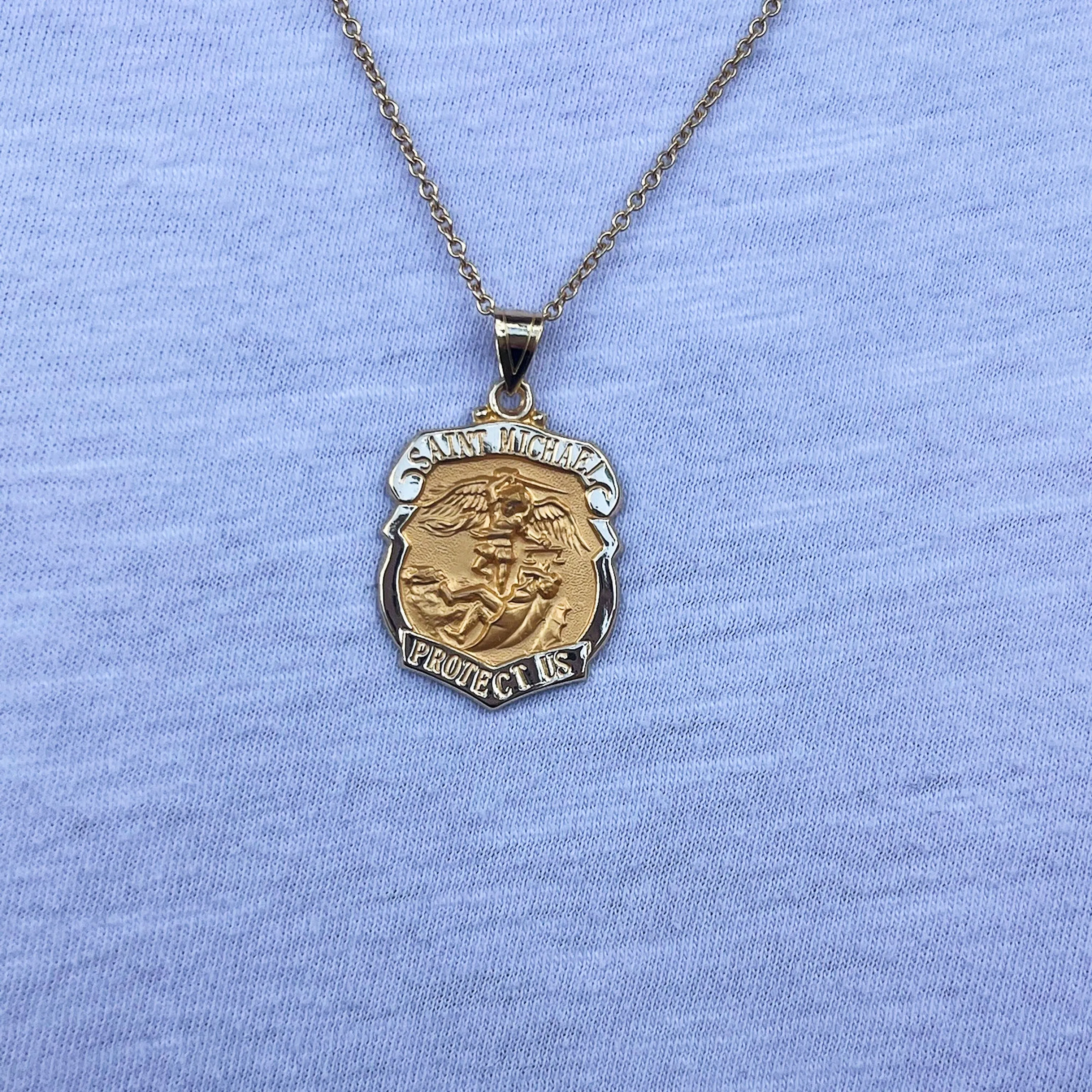 14K GOLD SAINT MICHAEL MEDAL | BADGE