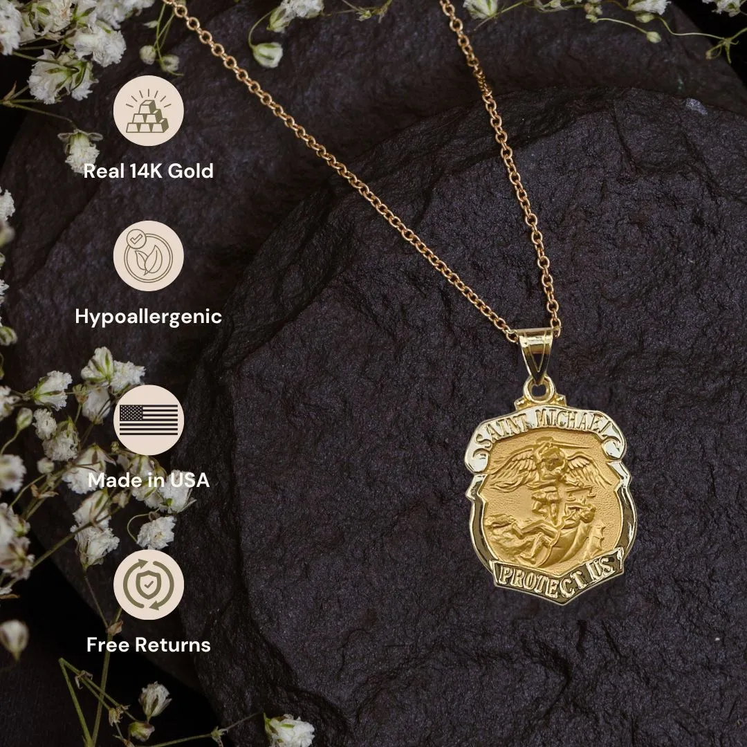 14K GOLD SAINT MICHAEL MEDAL | BADGE