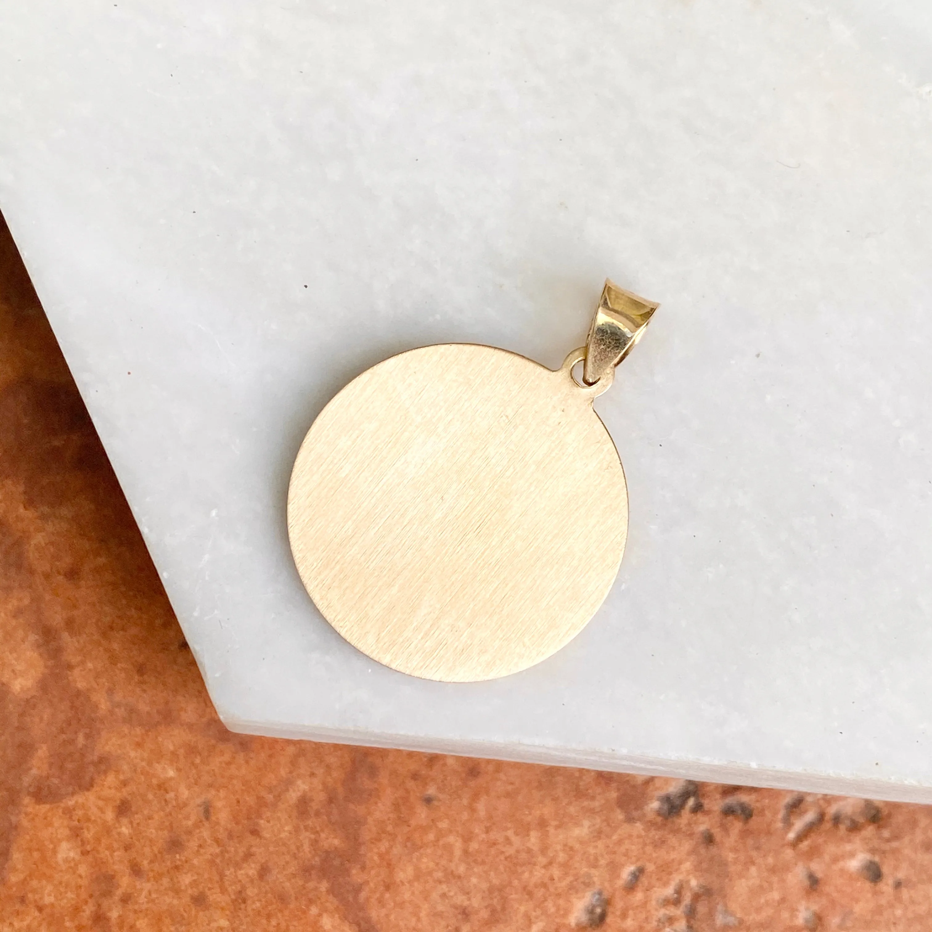 14KT Yellow Gold Saint Michael Round Hollow Medal Pendant
