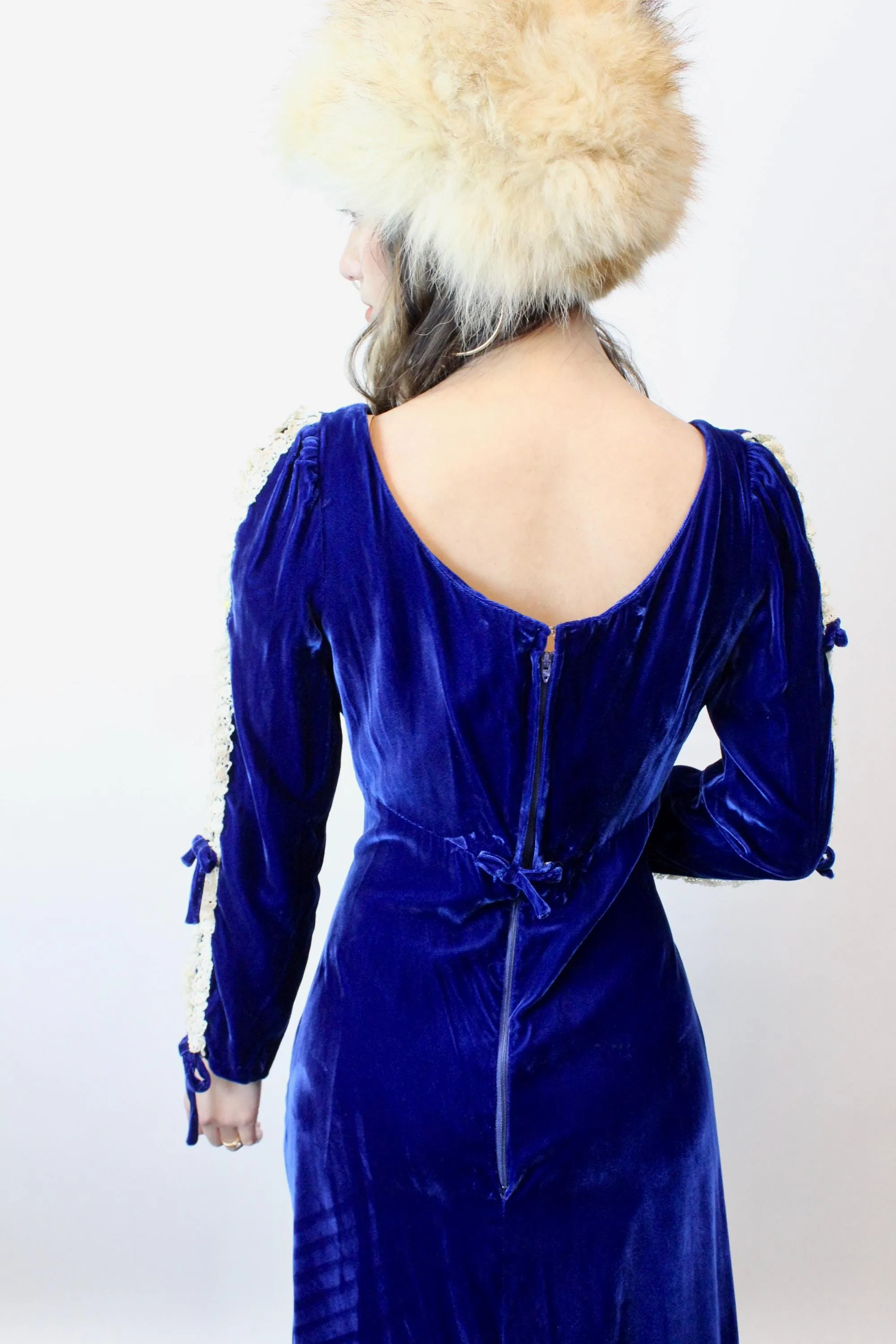 1960s LORRIE DEB velvet open sleeve dress small | new fall winter