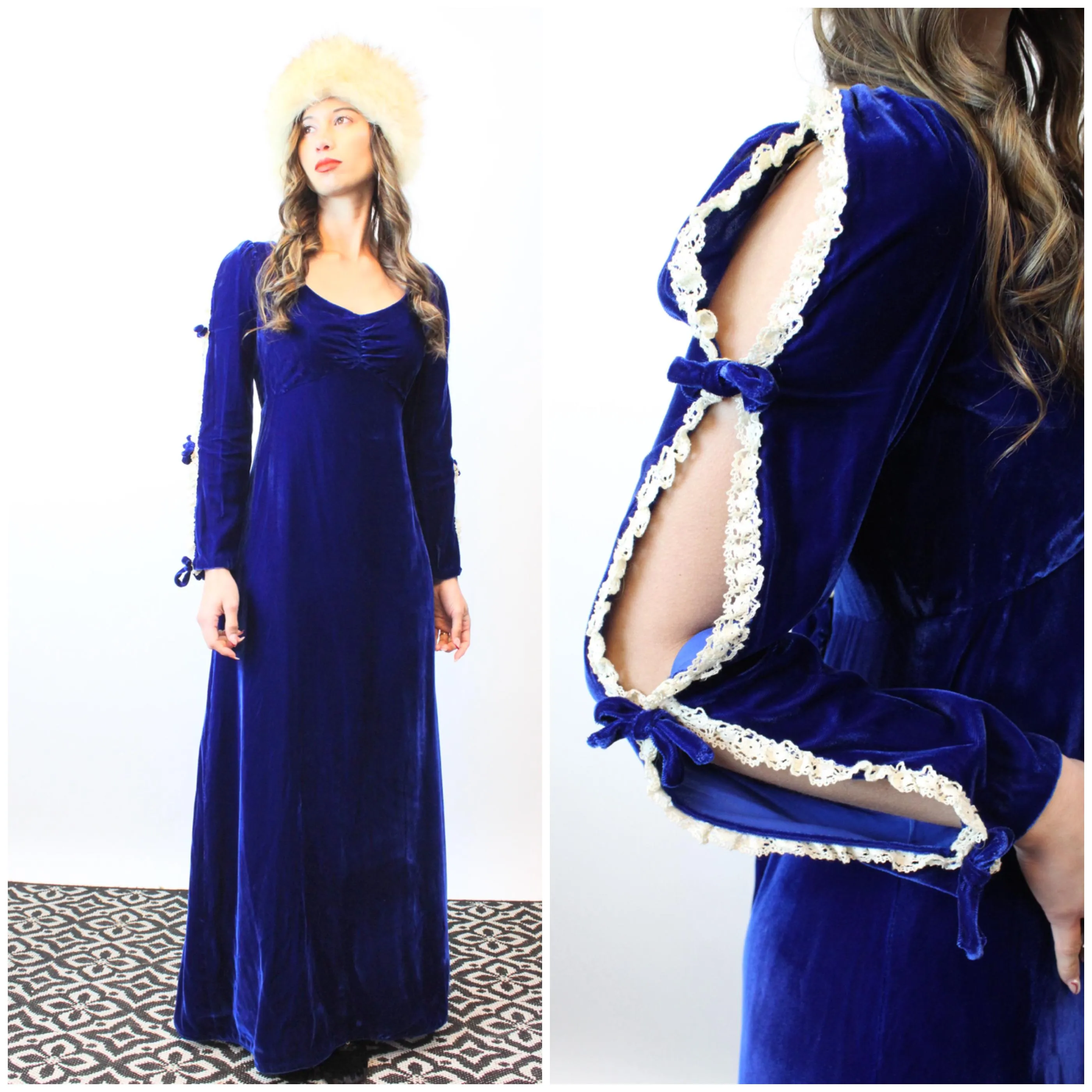 1960s LORRIE DEB velvet open sleeve dress small | new fall winter