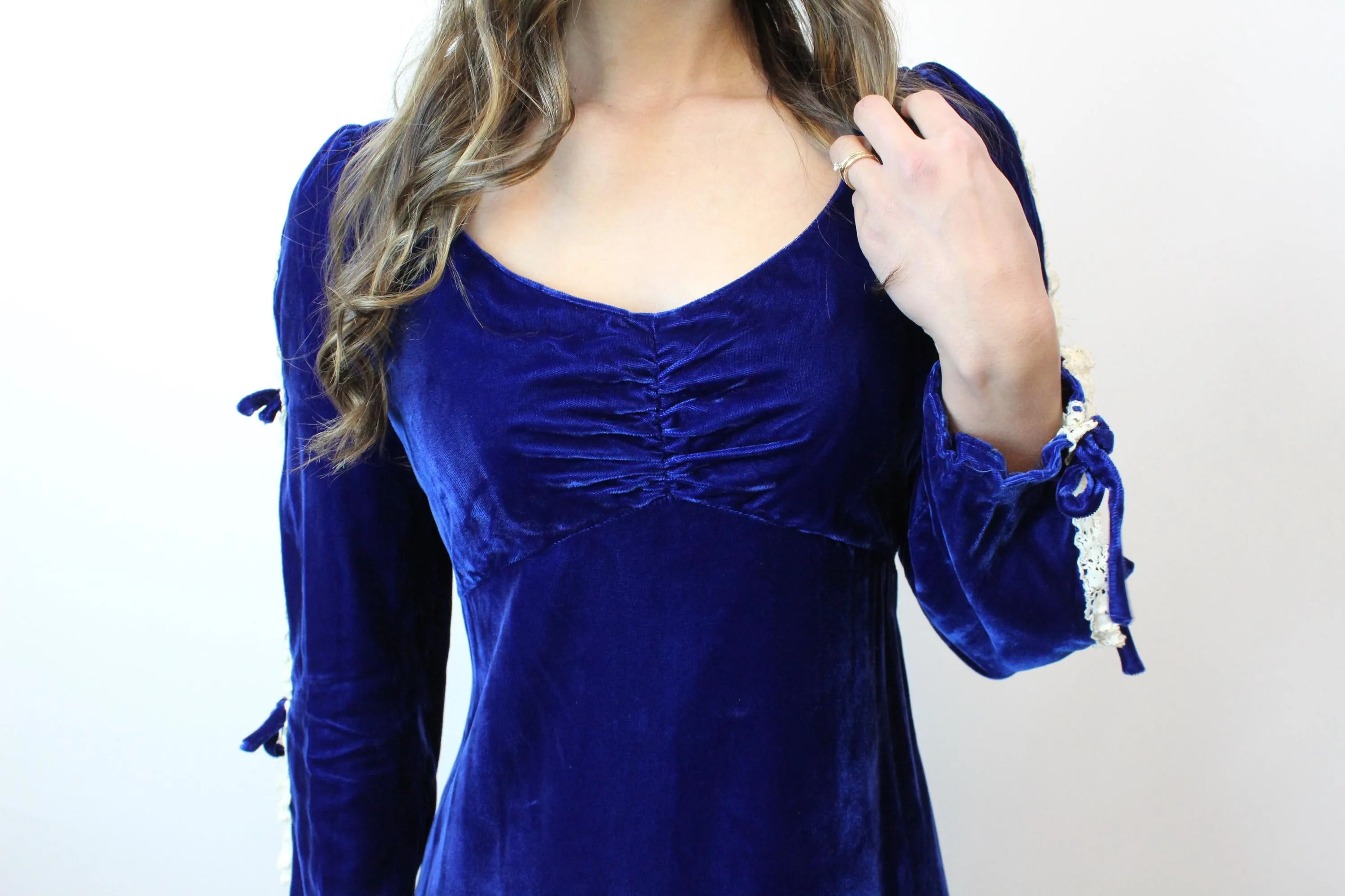 1960s LORRIE DEB velvet open sleeve dress small | new fall winter