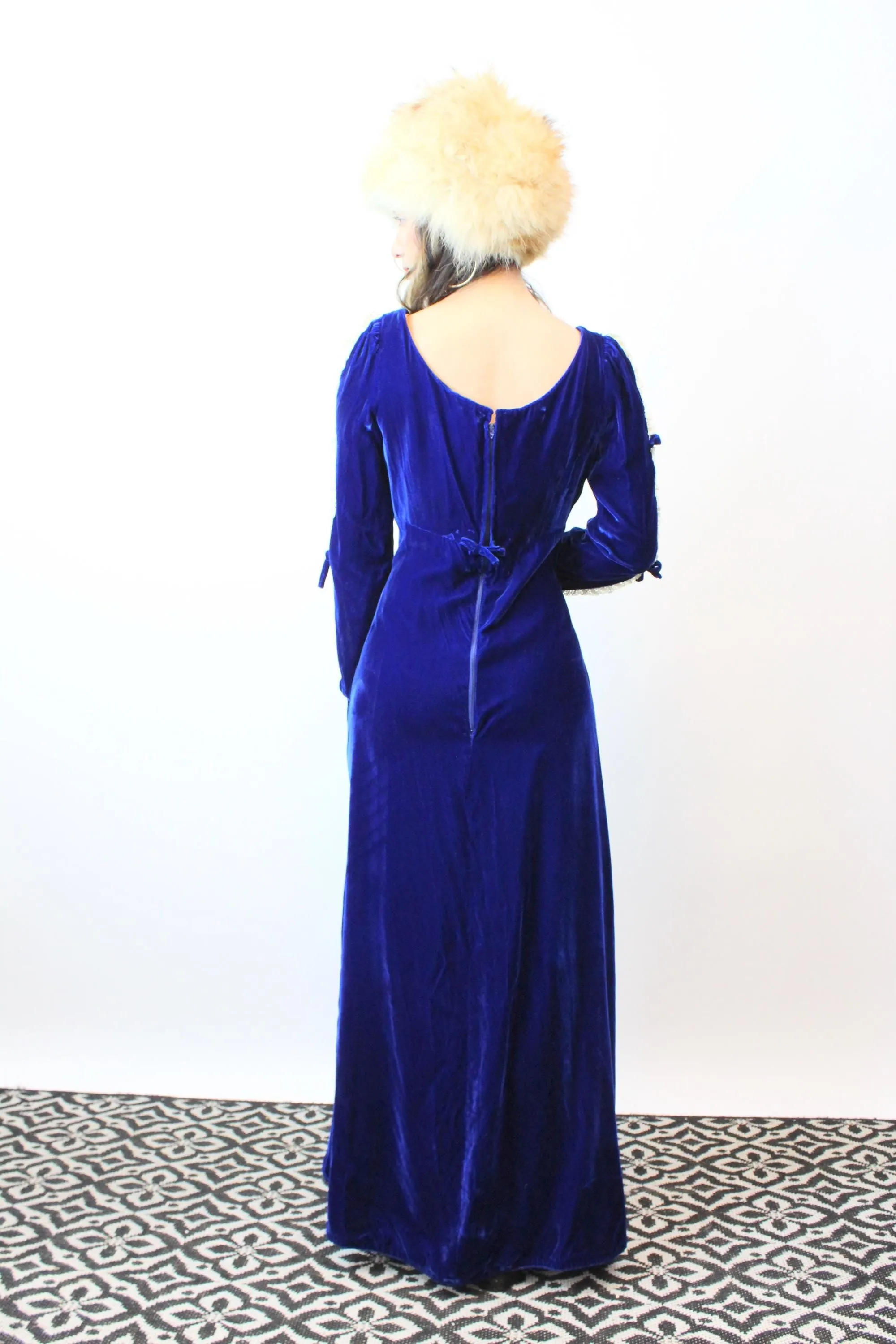 1960s LORRIE DEB velvet open sleeve dress small | new fall winter