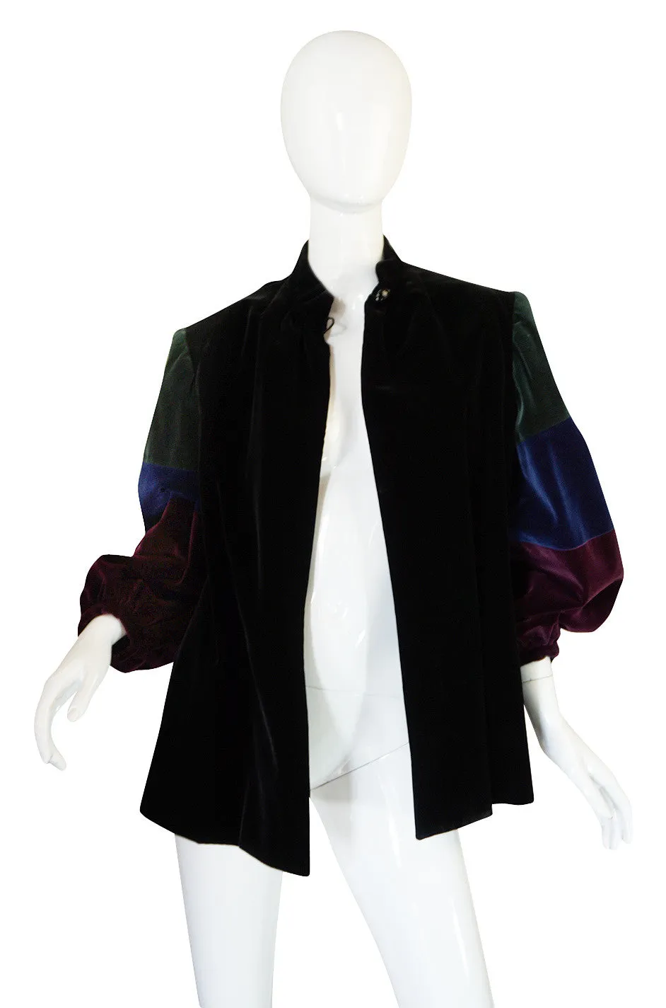 1970s Saint Laurent Multi Color Velvet Smock Jacket