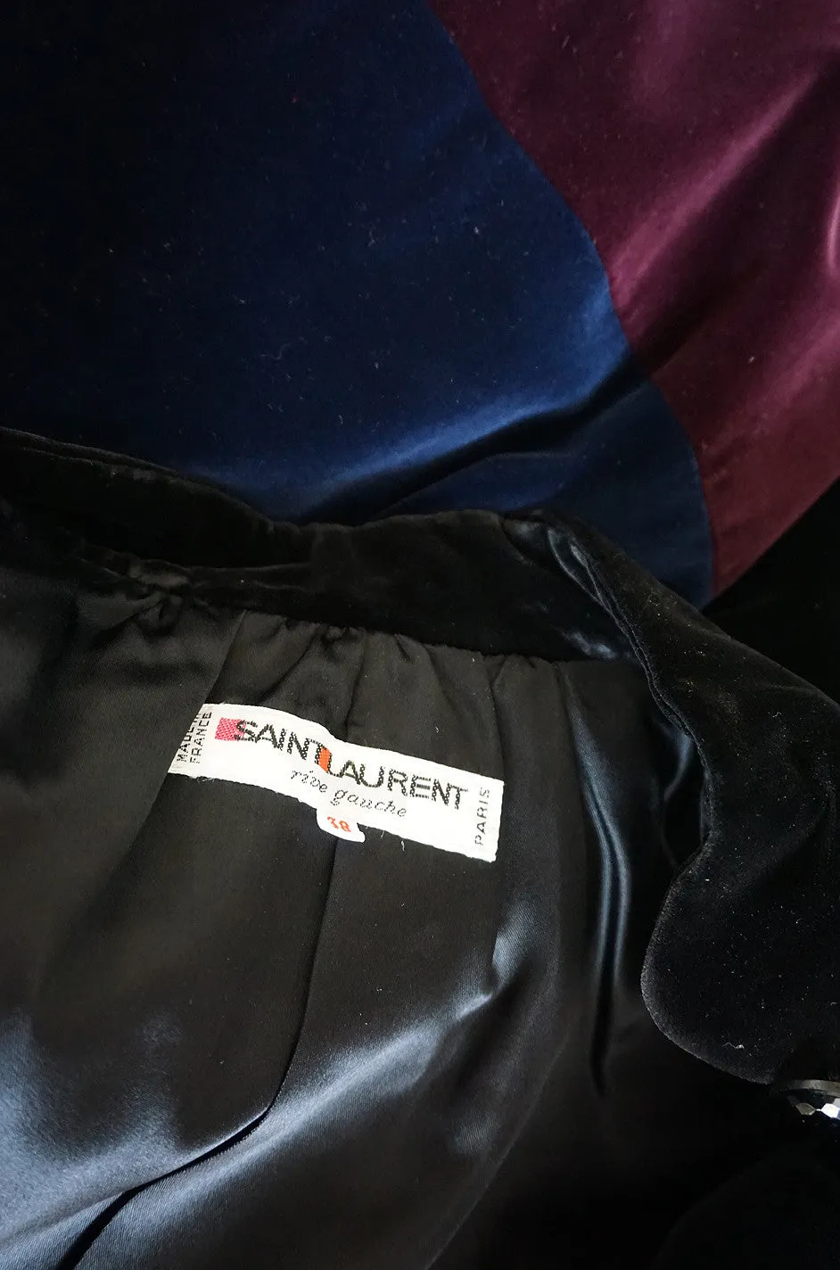 1970s Saint Laurent Multi Color Velvet Smock Jacket