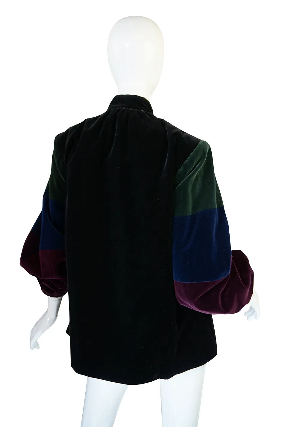 1970s Saint Laurent Multi Color Velvet Smock Jacket