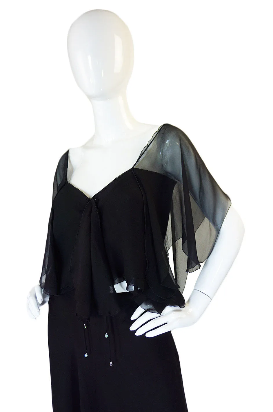 1970s Silk Chiffon Holly Harp Skirt & Top
