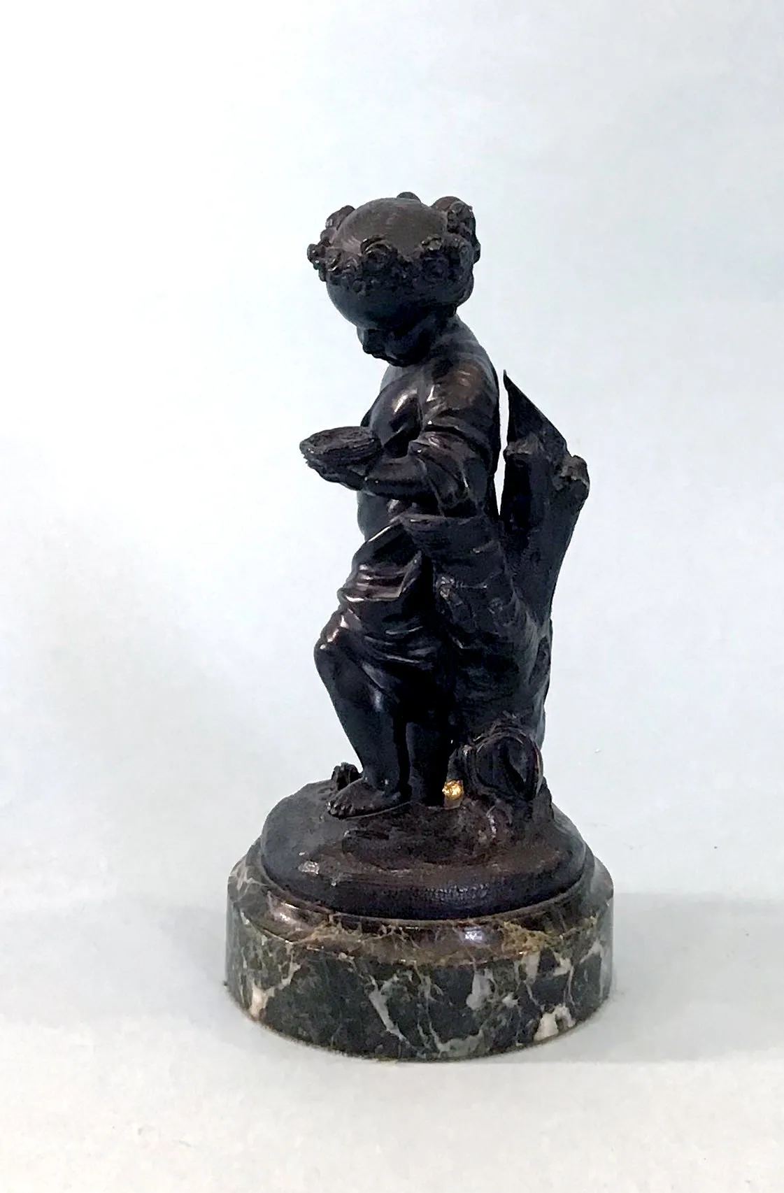 19th Century Pair of Bronze Neoclassical Child Figures on Marble After Etienne Falconnet