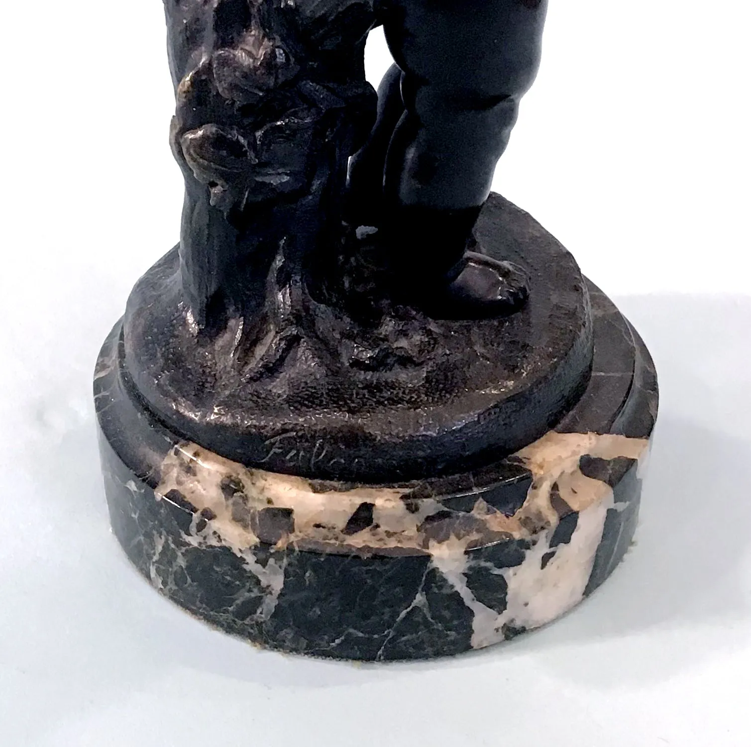 19th Century Pair of Bronze Neoclassical Child Figures on Marble After Etienne Falconnet
