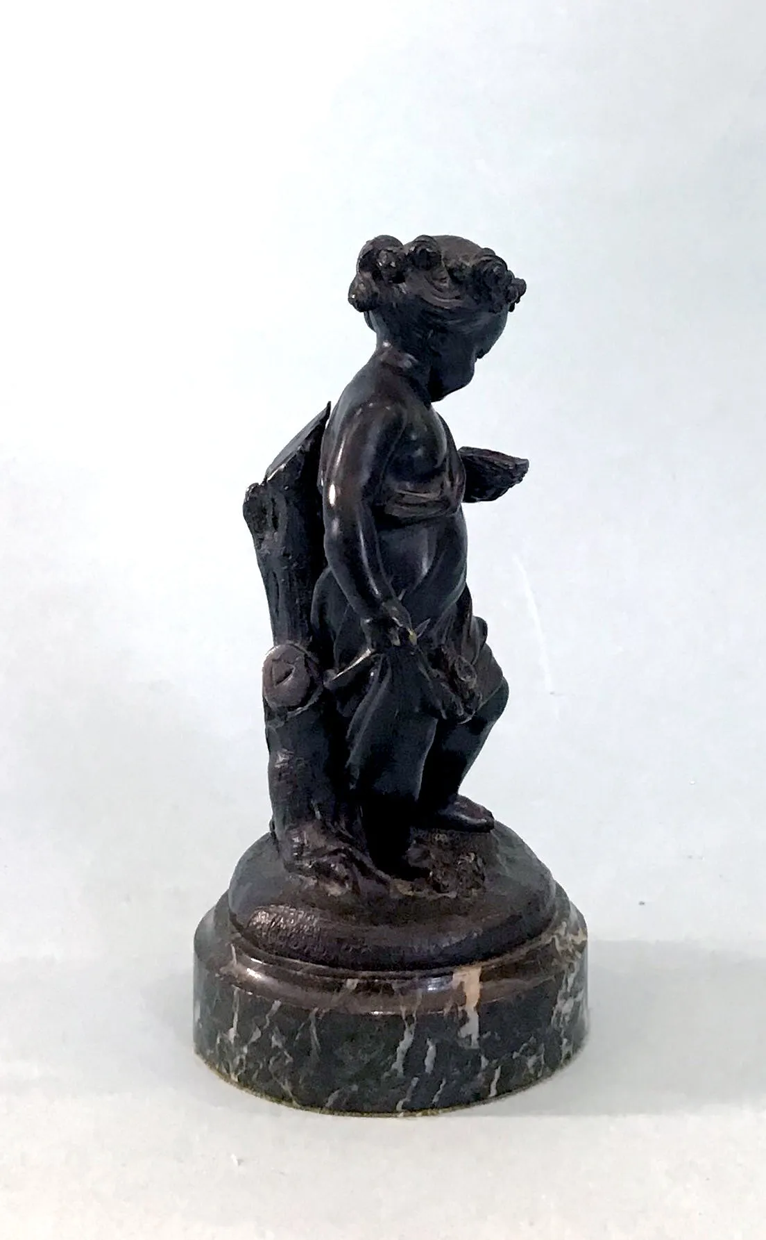 19th Century Pair of Bronze Neoclassical Child Figures on Marble After Etienne Falconnet