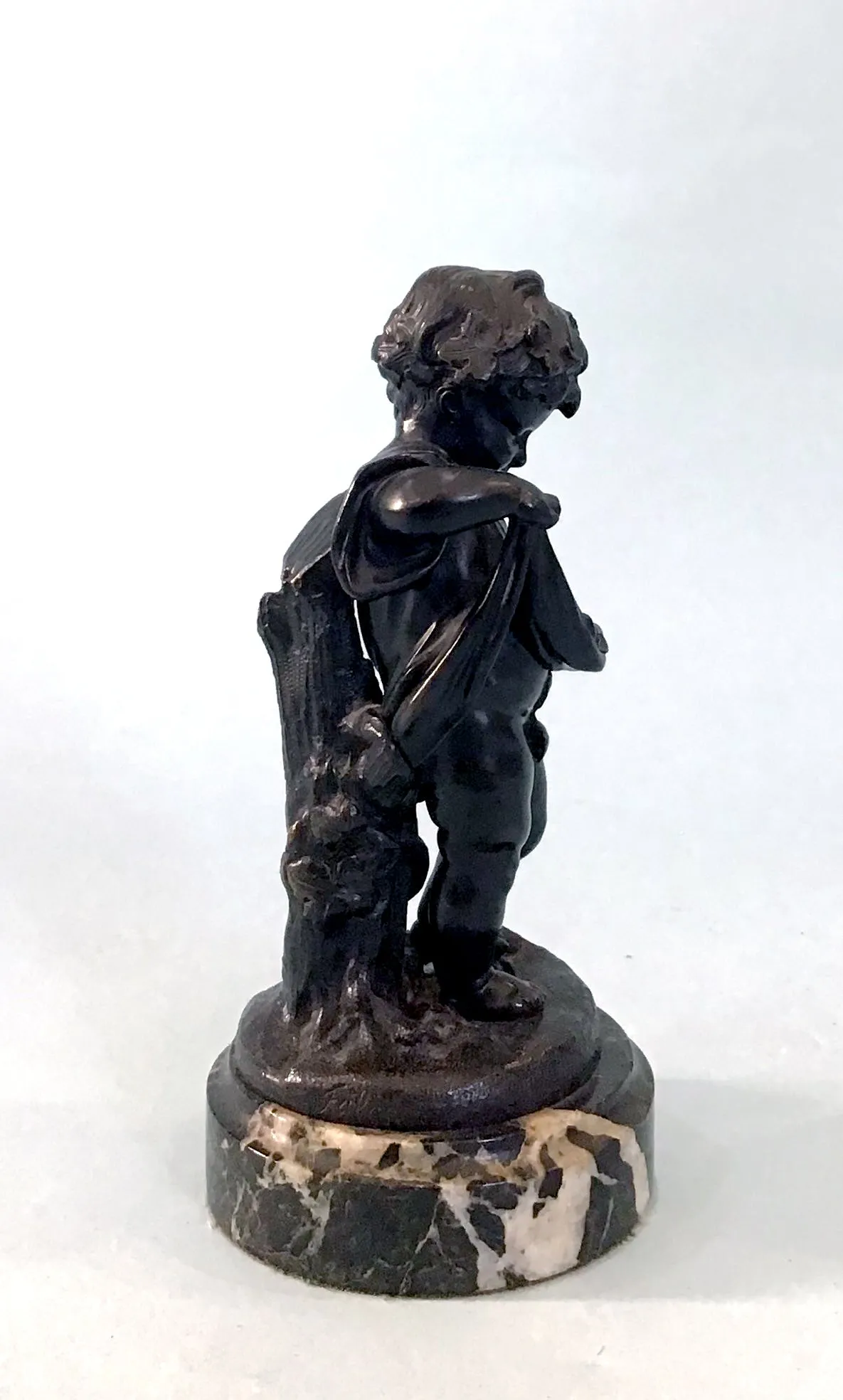 19th Century Pair of Bronze Neoclassical Child Figures on Marble After Etienne Falconnet