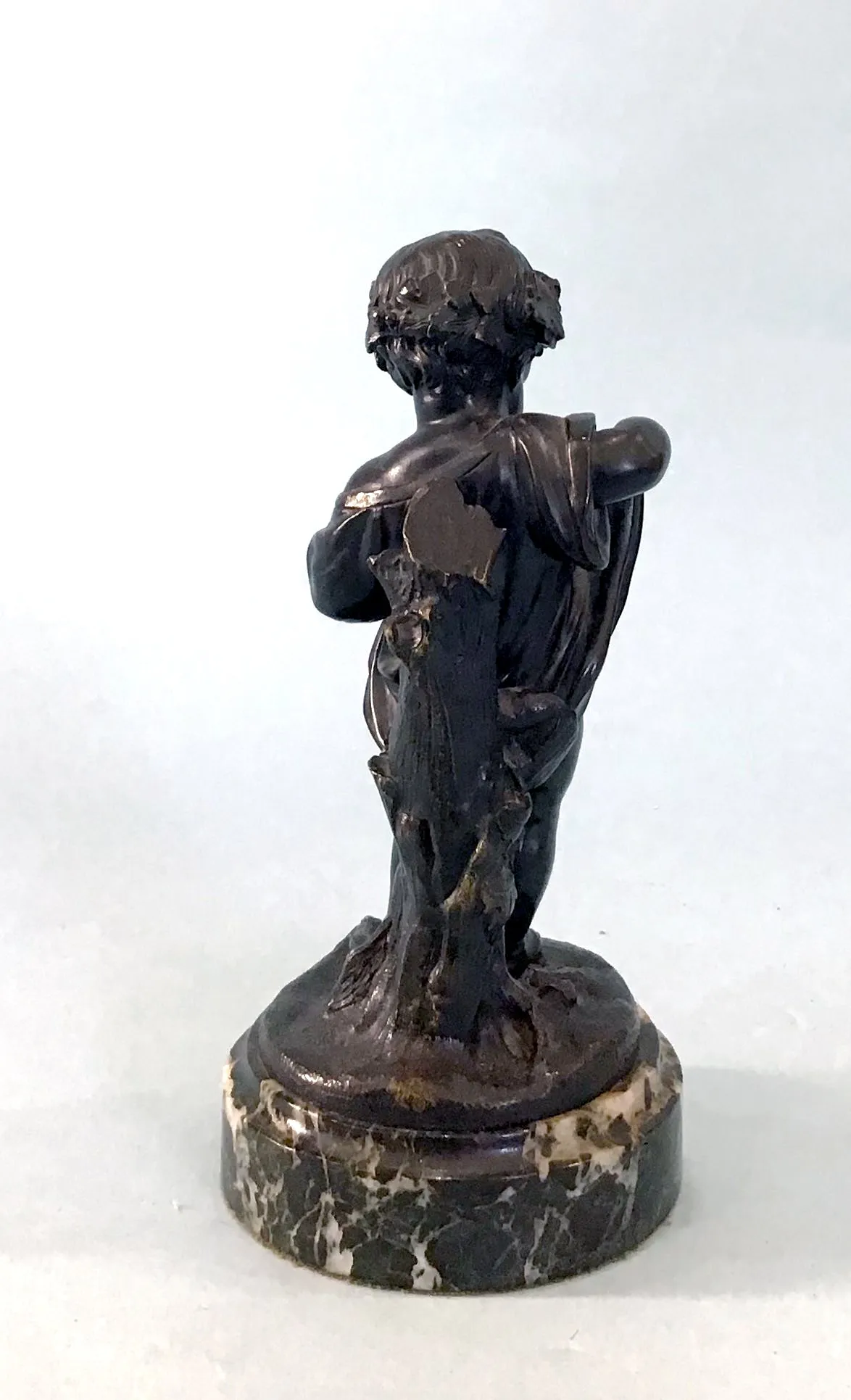 19th Century Pair of Bronze Neoclassical Child Figures on Marble After Etienne Falconnet