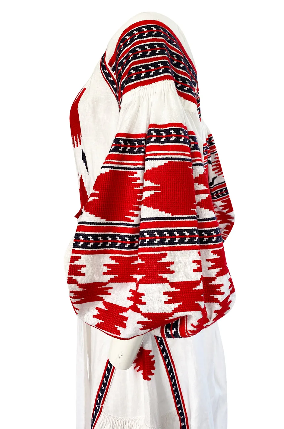 2017 Vita Kin White Linen Vyshyvanka  Red Embroidered Dress