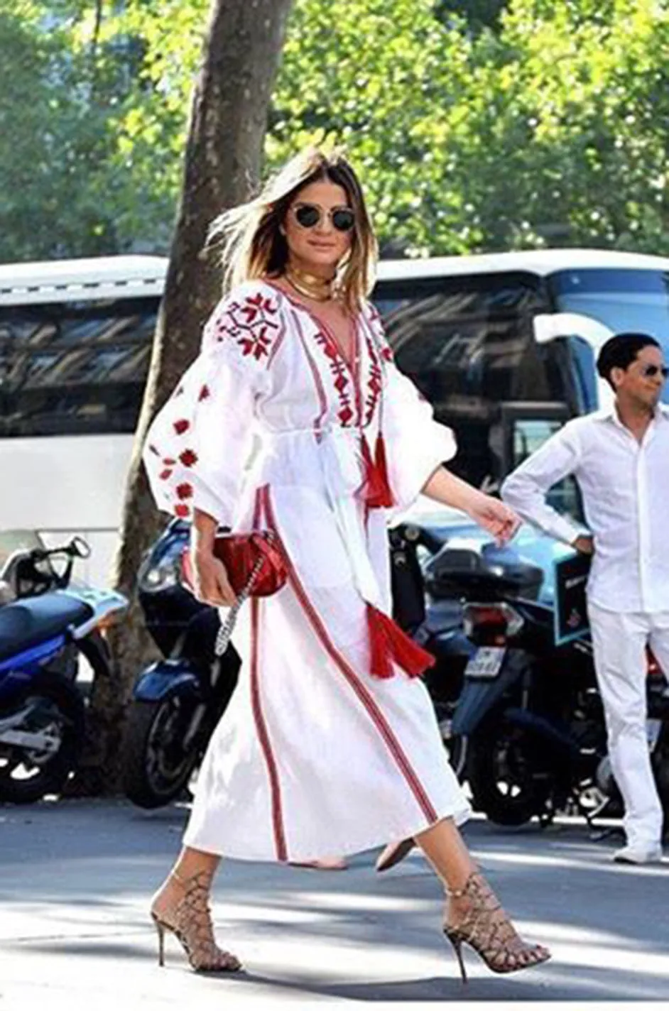 2017 Vita Kin White Linen Vyshyvanka  Red Embroidered Dress