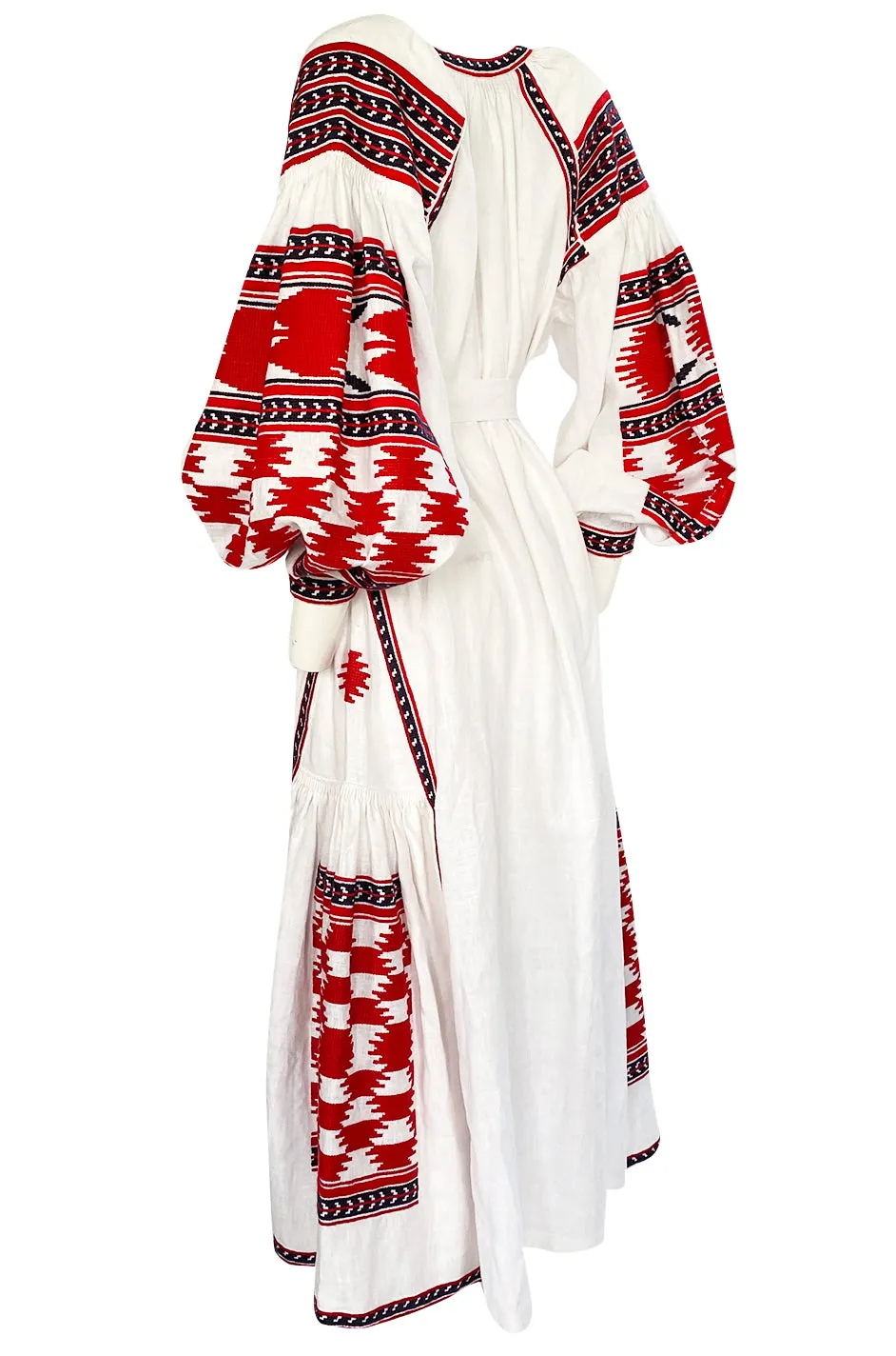 2017 Vita Kin White Linen Vyshyvanka  Red Embroidered Dress