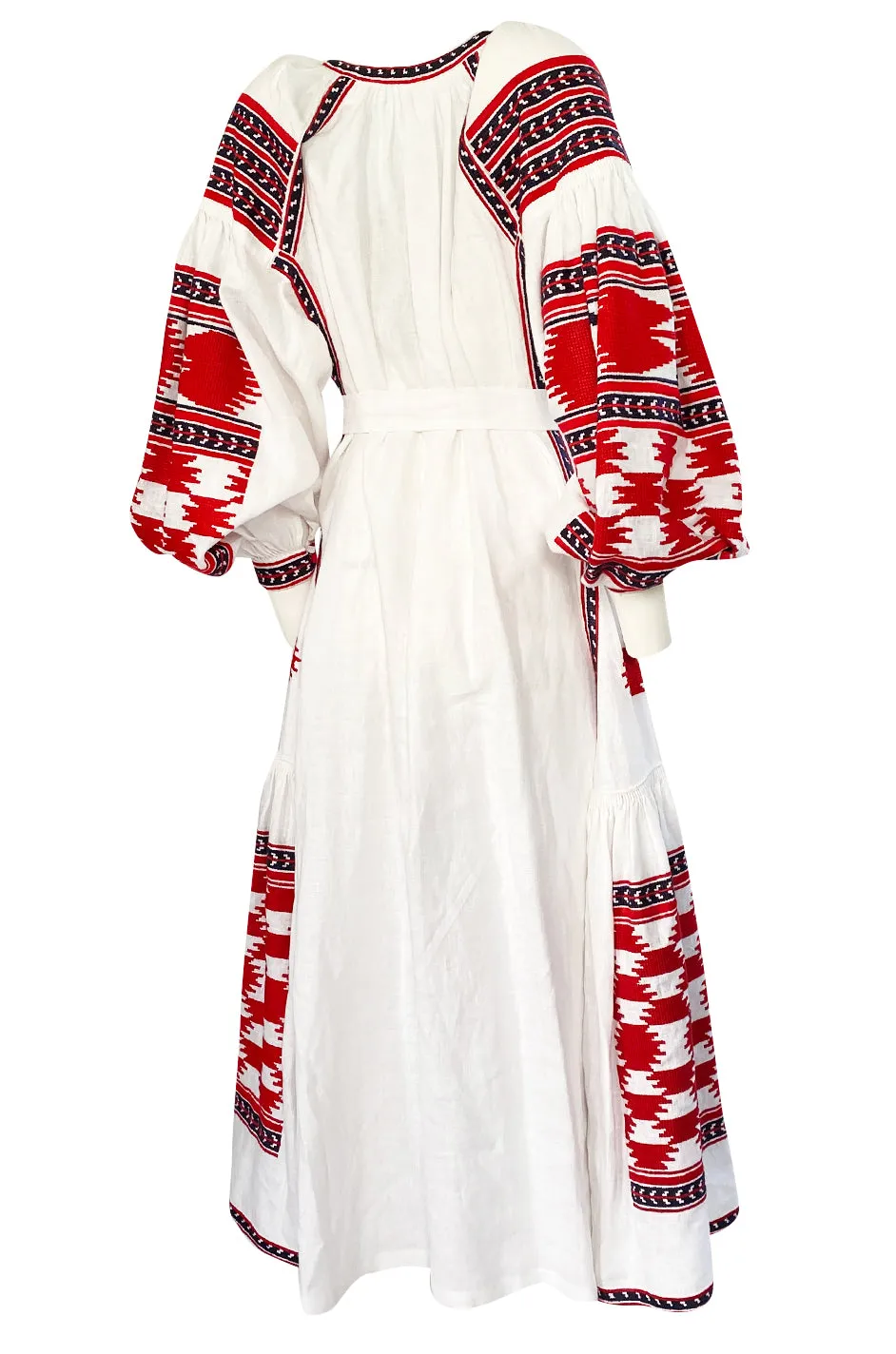 2017 Vita Kin White Linen Vyshyvanka  Red Embroidered Dress
