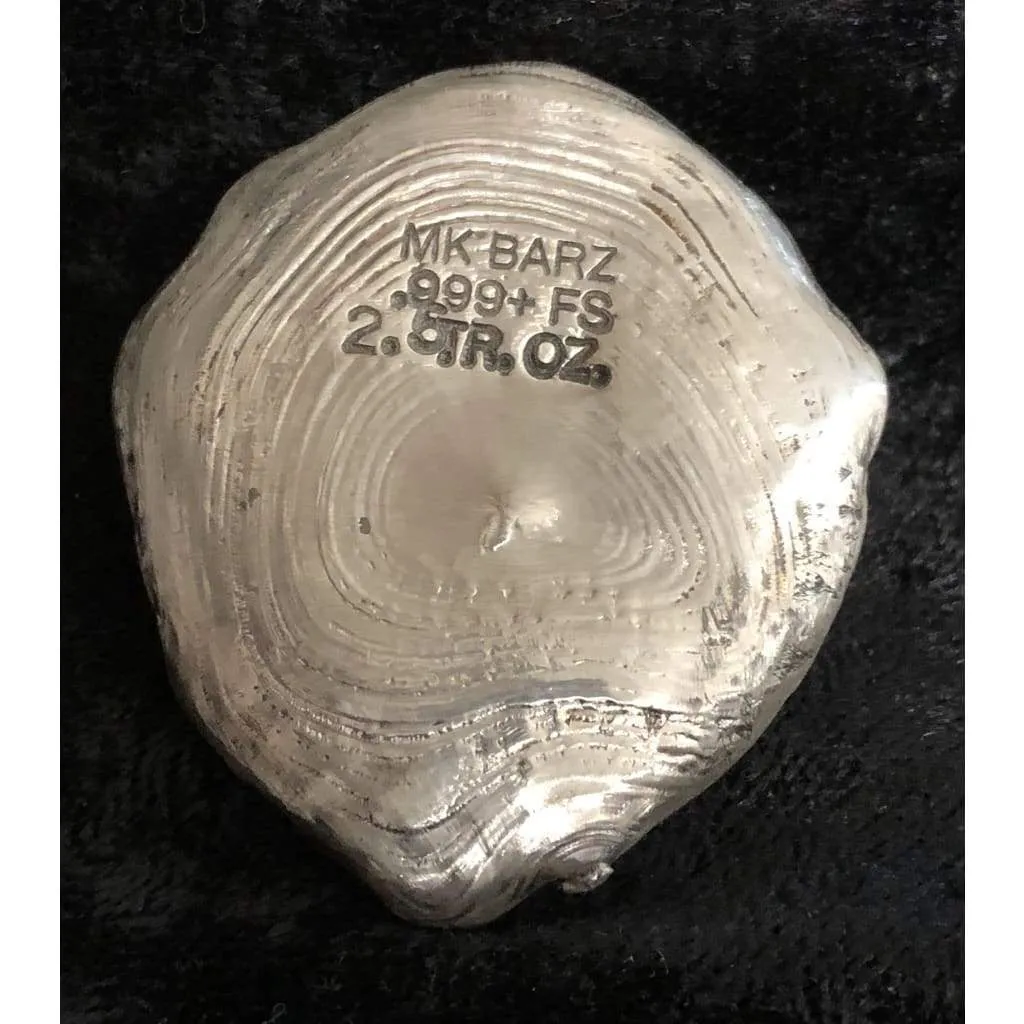 2.5 Troy Oz. MK BarZ "King of the Jungle-Lion's Head" Hand Poured .999 Fine Silver