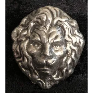 2.5 Troy Oz. MK BarZ "King of the Jungle-Lion's Head" Hand Poured .999 Fine Silver