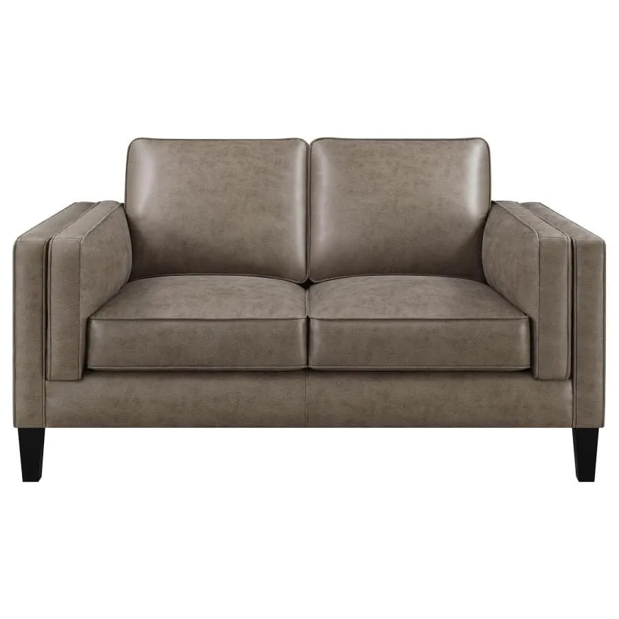 3-piece Upholstered Track Arms Living Room Set in Vintage Brown