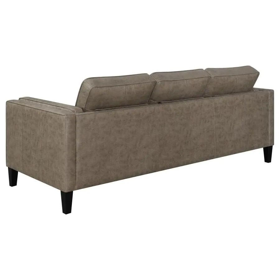 3-piece Upholstered Track Arms Living Room Set in Vintage Brown