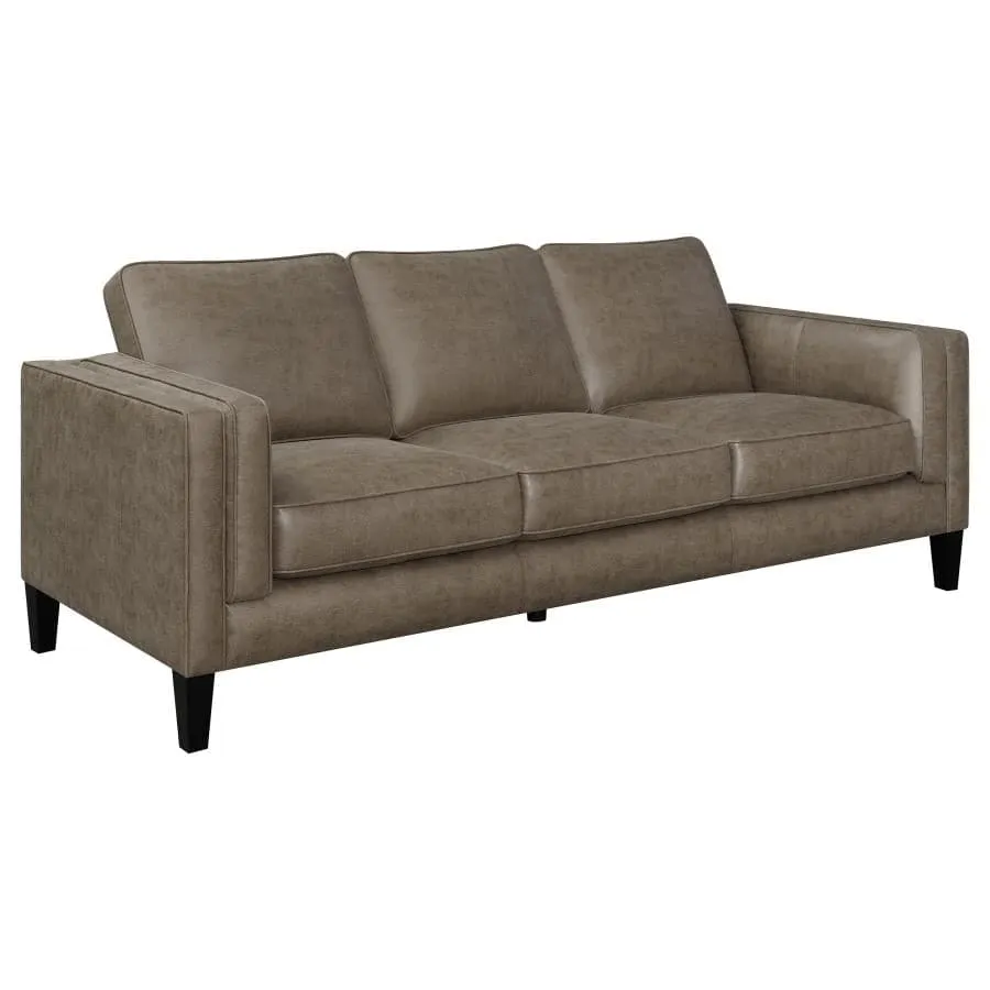 3-piece Upholstered Track Arms Living Room Set in Vintage Brown