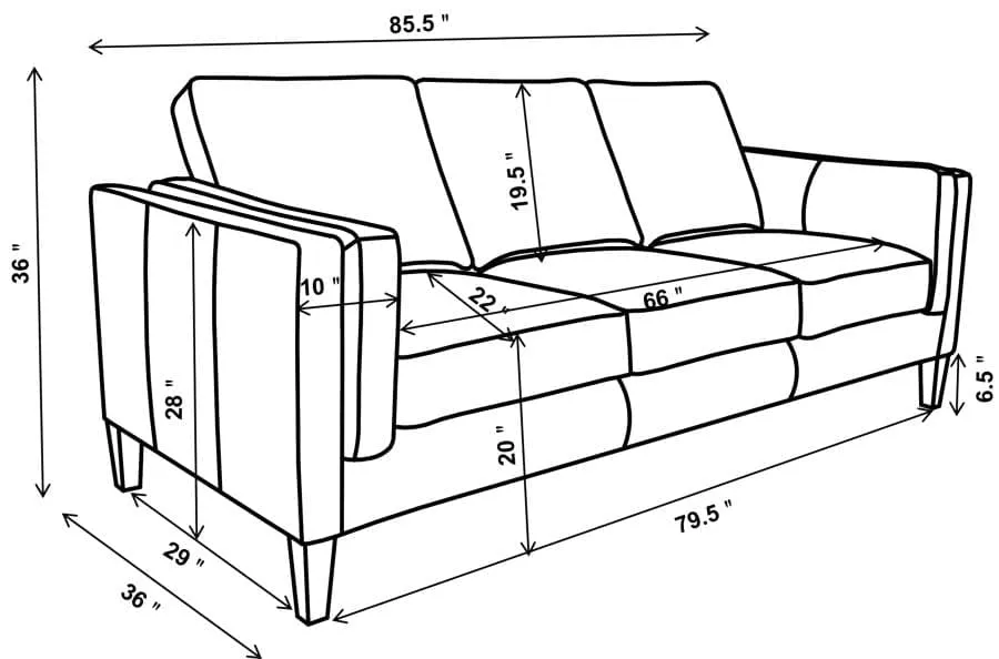 3-piece Upholstered Track Arms Living Room Set in Vintage Brown