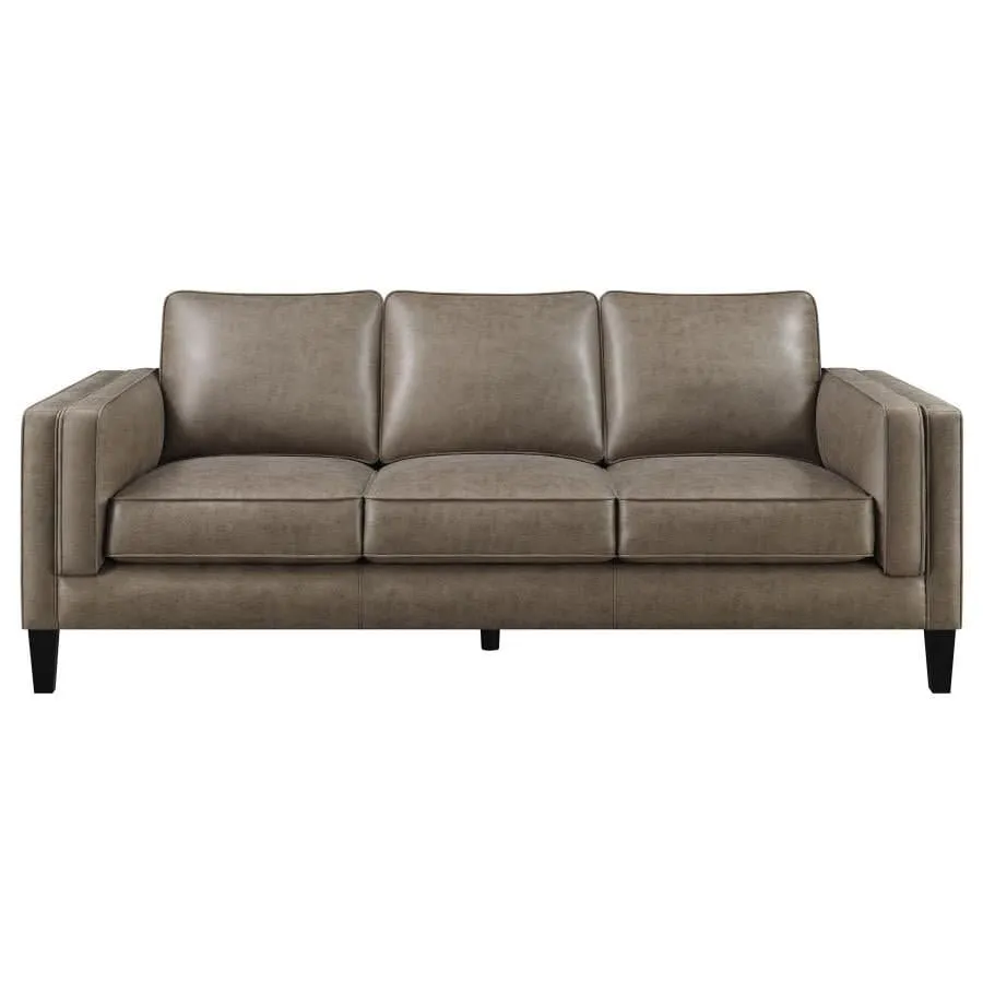 3-piece Upholstered Track Arms Living Room Set in Vintage Brown