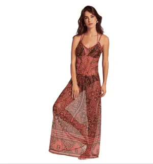 African Jungle Print Mesh Maxi Coverup Dress