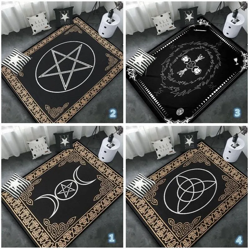 Altar Tarot Card Magic The Gathering Moon Wicca Satanic Area Rug - Goth Decor Spooky Stars and Moon Occult Carpet Witchcraft