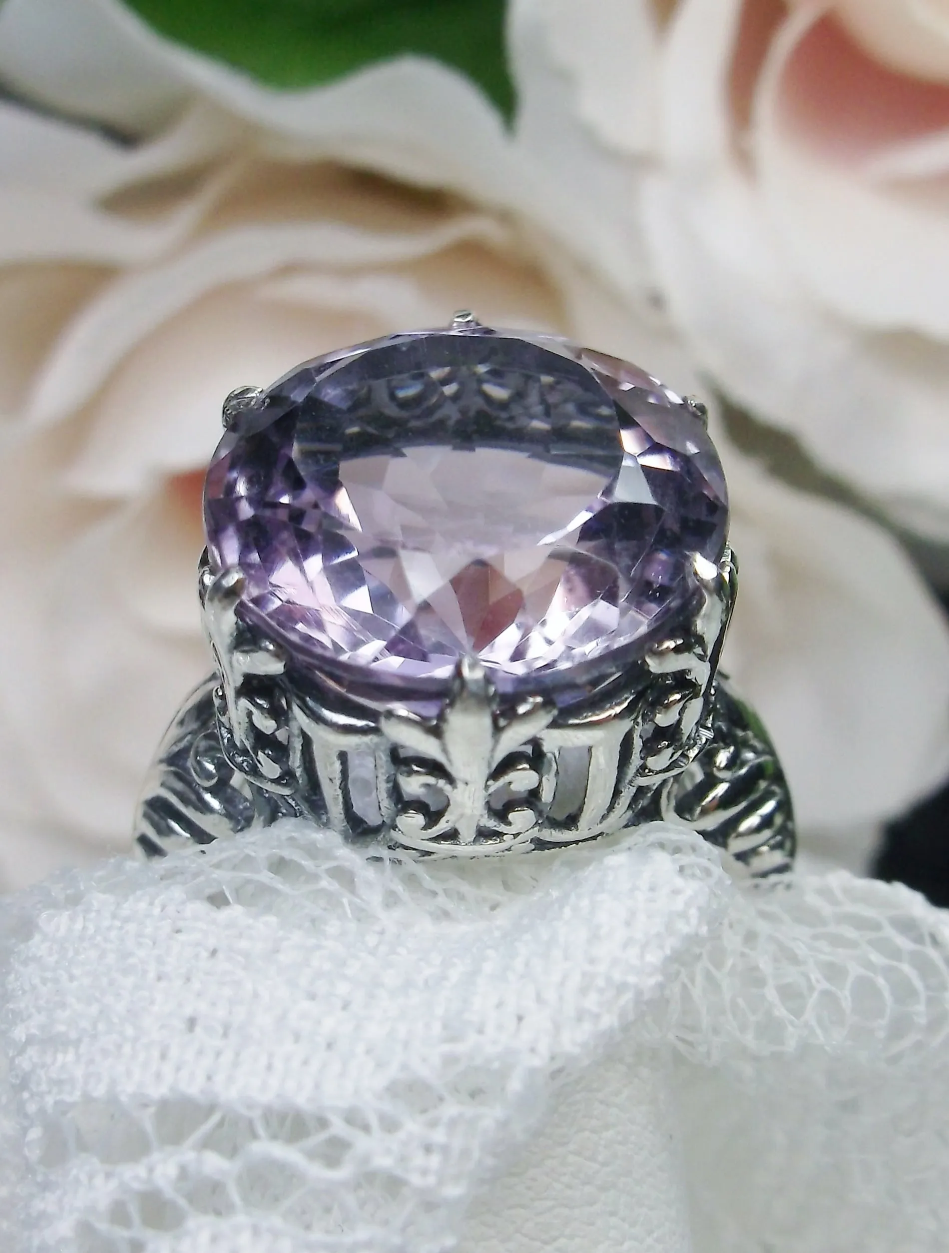 Amethyst Ring, Natural Gemstone, Romantic Gothic Jewelry #D123