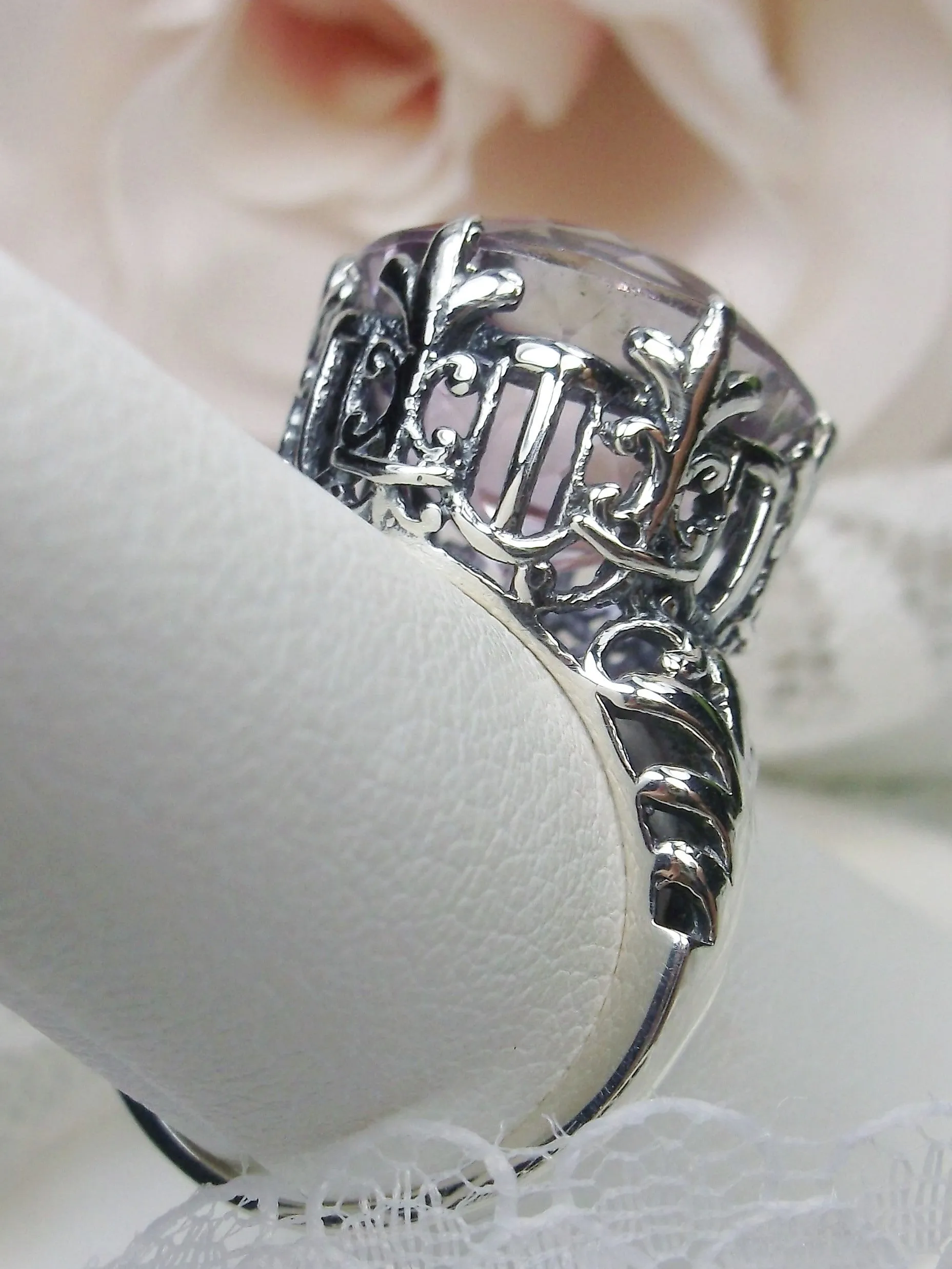 Amethyst Ring, Natural Gemstone, Romantic Gothic Jewelry #D123