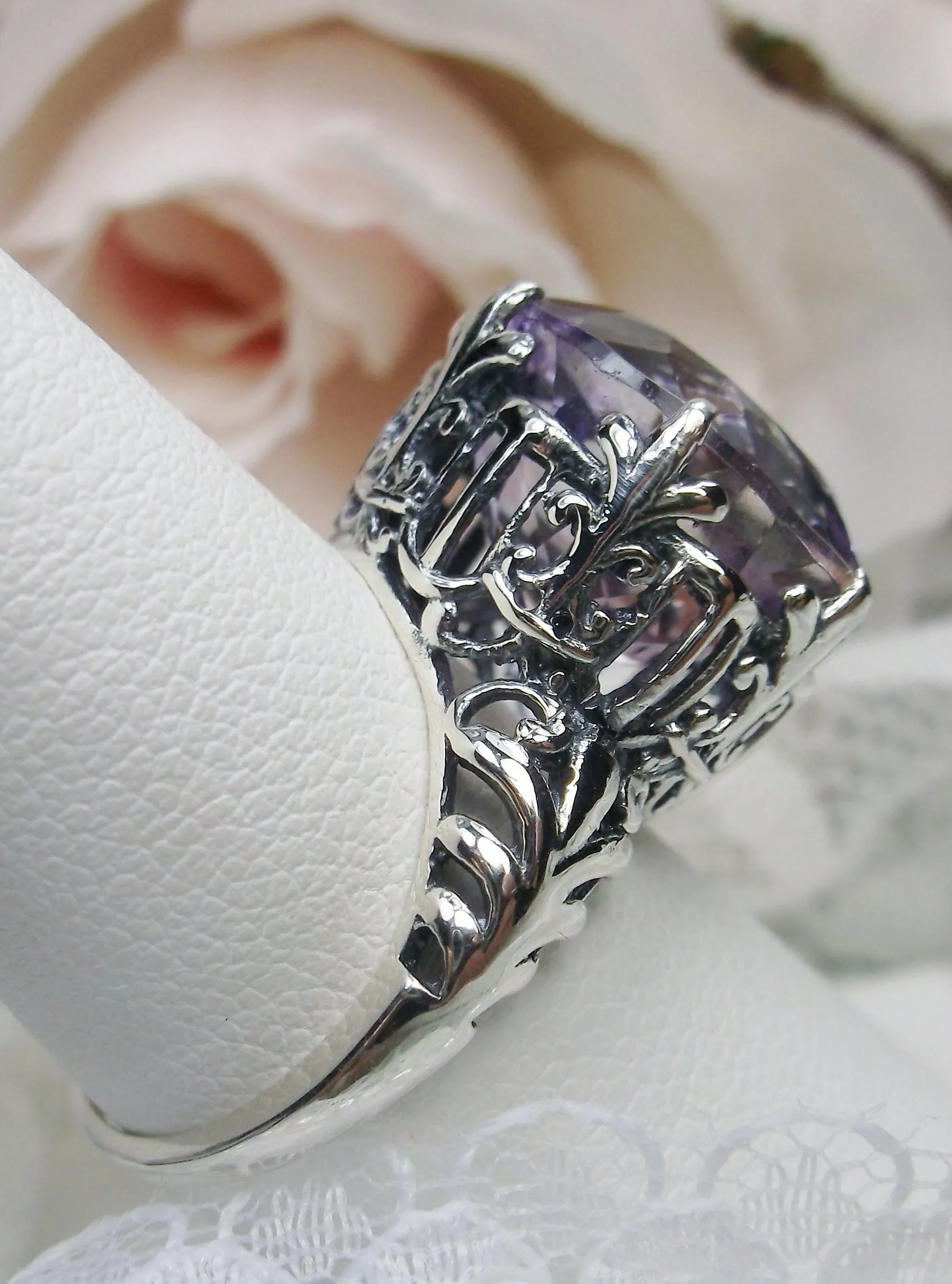 Amethyst Ring, Natural Gemstone, Romantic Gothic Jewelry #D123
