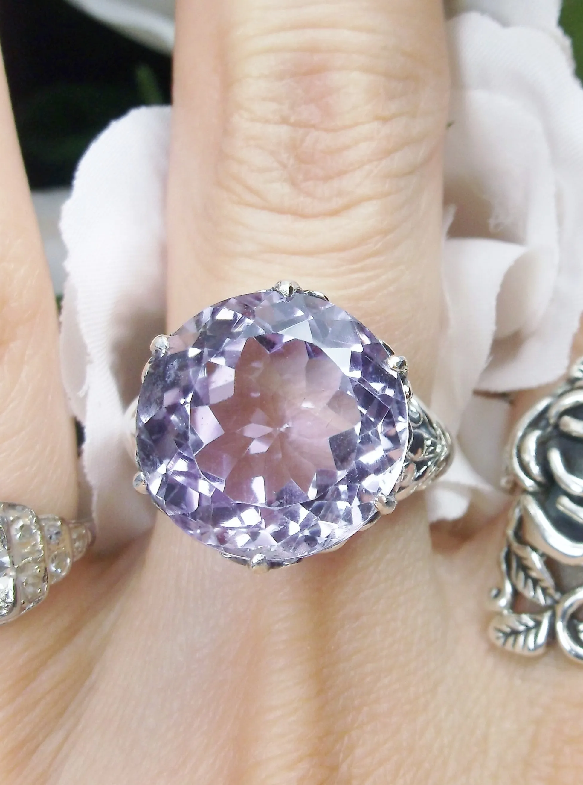 Amethyst Ring, Natural Gemstone, Romantic Gothic Jewelry #D123