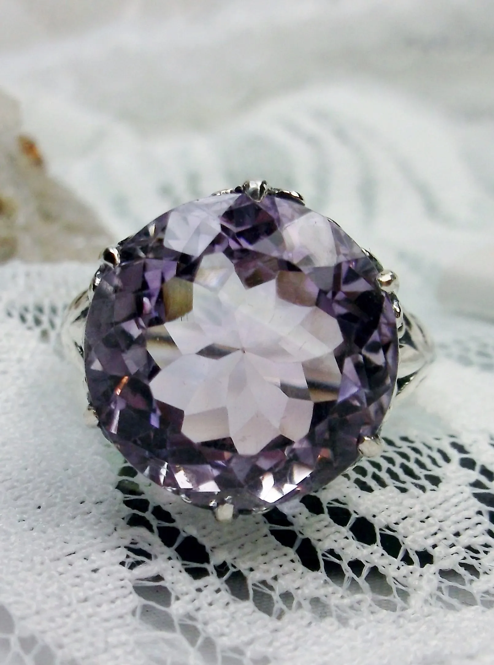 Amethyst Ring, Natural Gemstone, Romantic Gothic Jewelry #D123