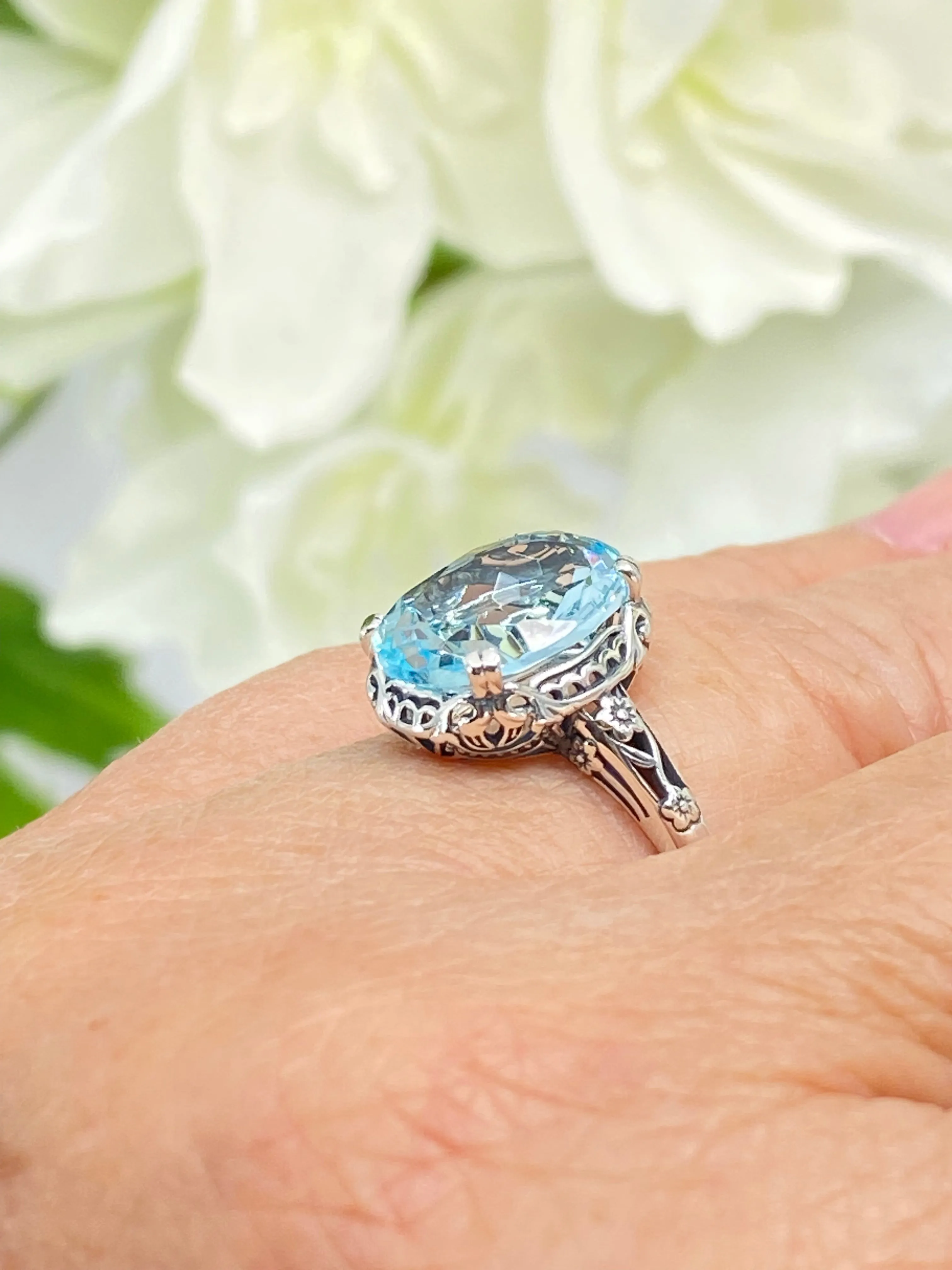 Aquamarine Ring, Size 9.5, Edwardian Jewelry #D70 - Ready to Ship
