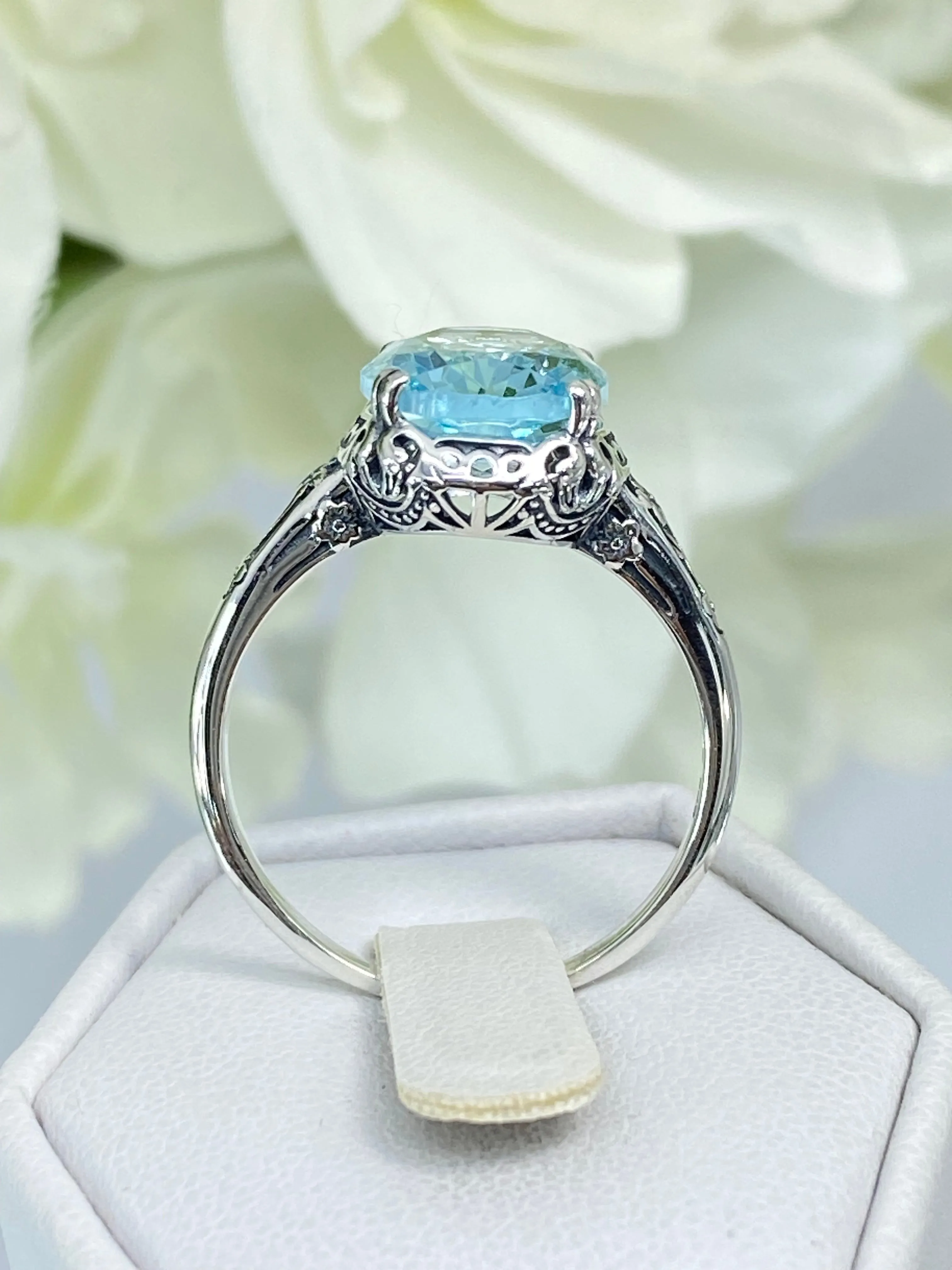 Aquamarine Ring, Size 9.5, Edwardian Jewelry #D70 - Ready to Ship