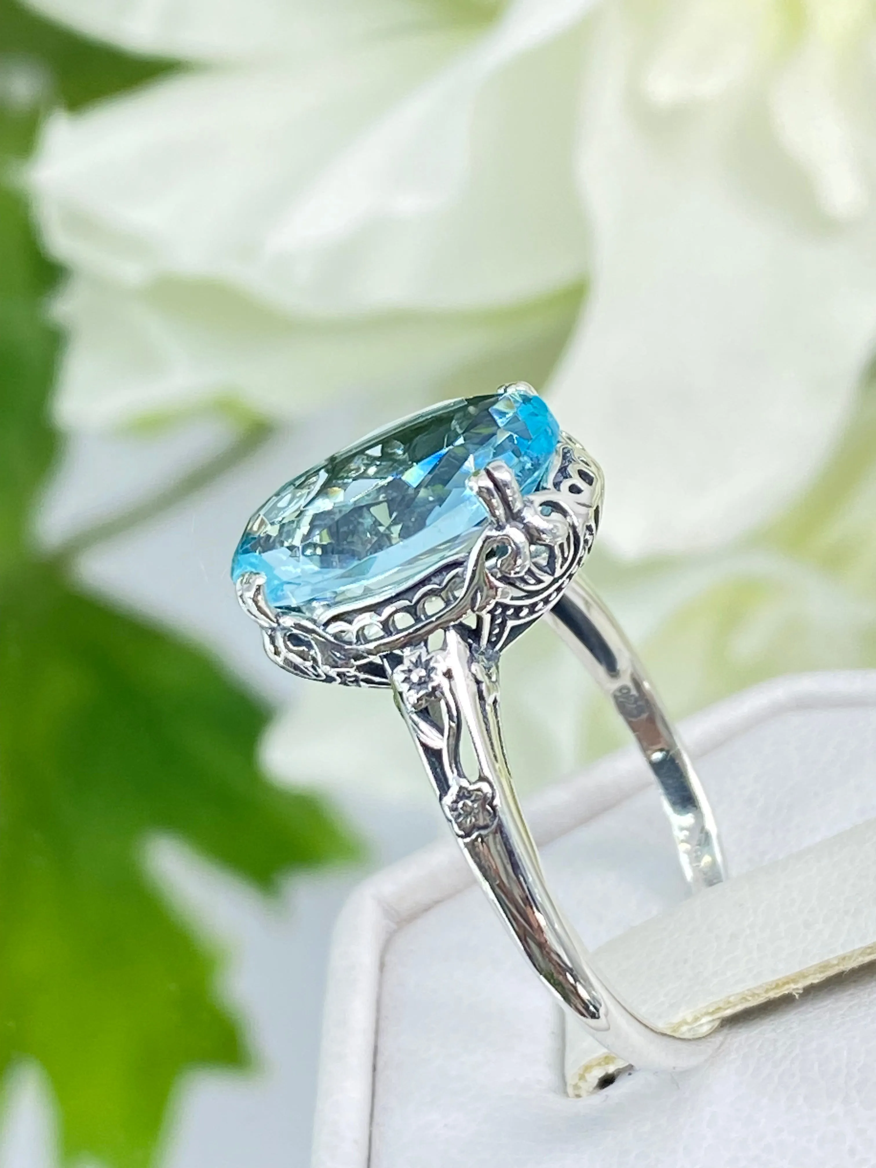 Aquamarine Ring, Size 9.5, Edwardian Jewelry #D70 - Ready to Ship
