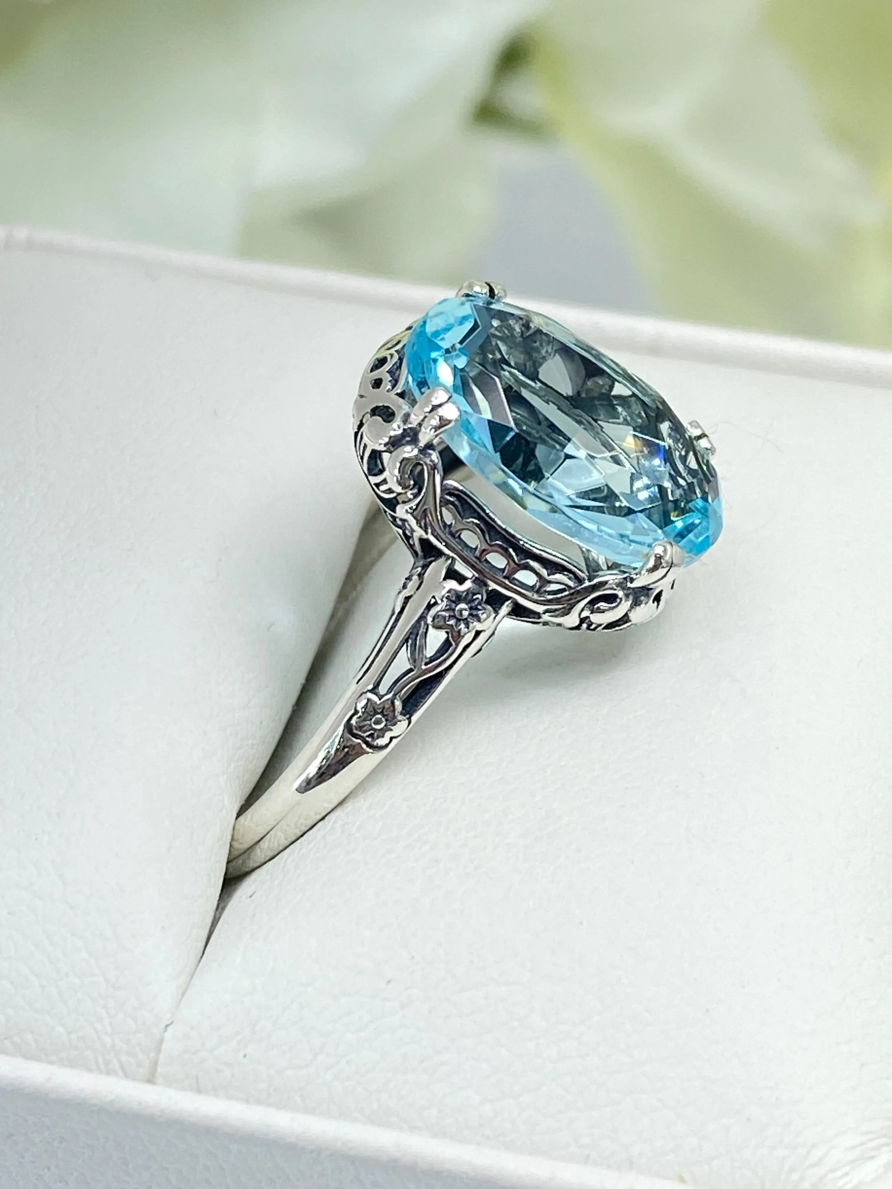 Aquamarine Ring, Size 9.5, Edwardian Jewelry #D70 - Ready to Ship