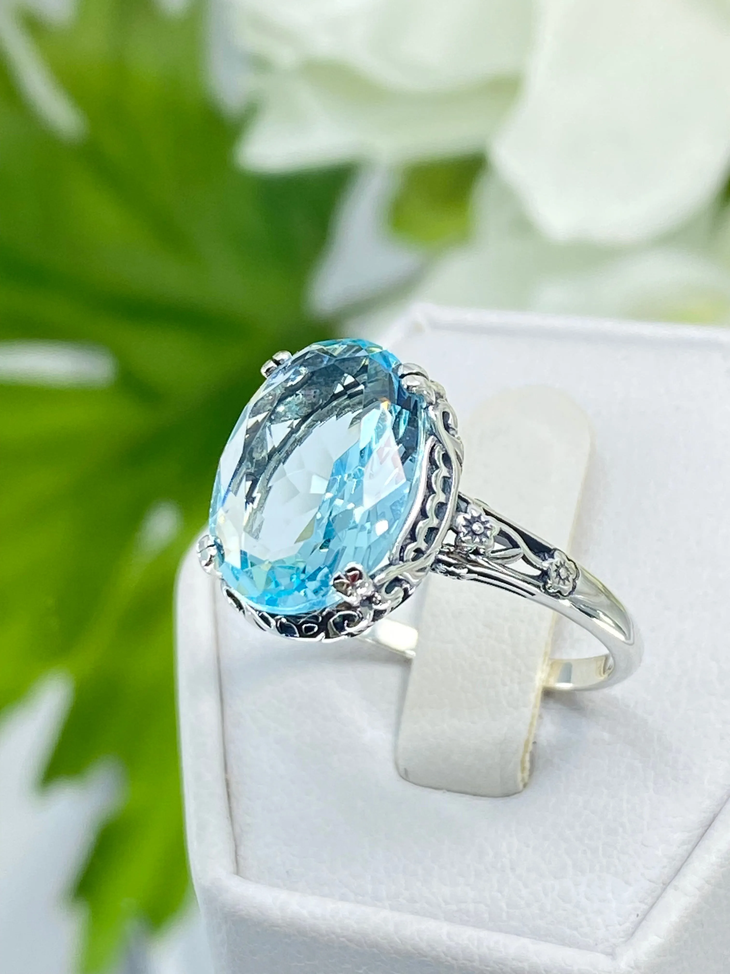Aquamarine Ring, Size 9.5, Edwardian Jewelry #D70 - Ready to Ship