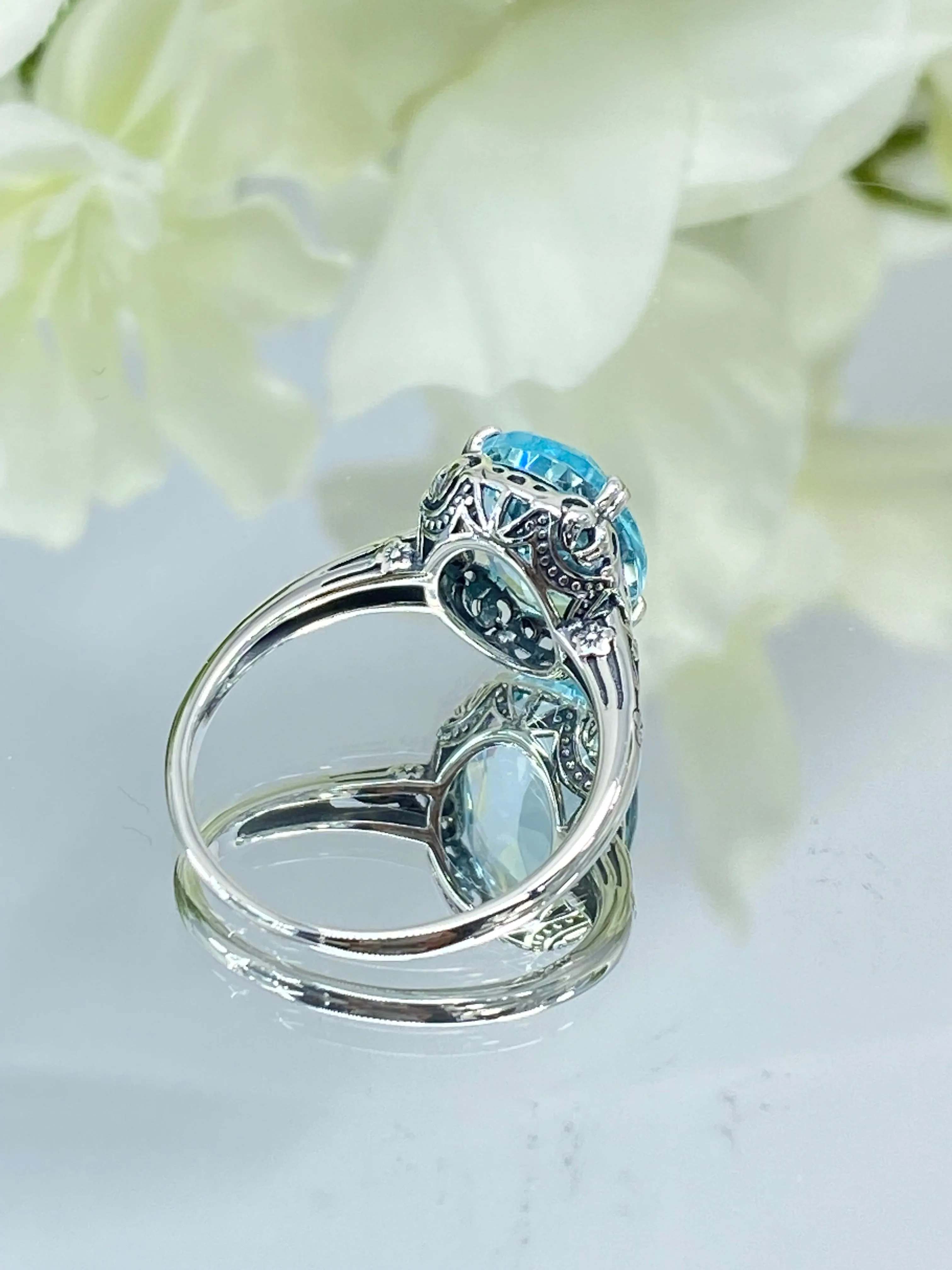 Aquamarine Ring, Size 9.5, Edwardian Jewelry #D70 - Ready to Ship