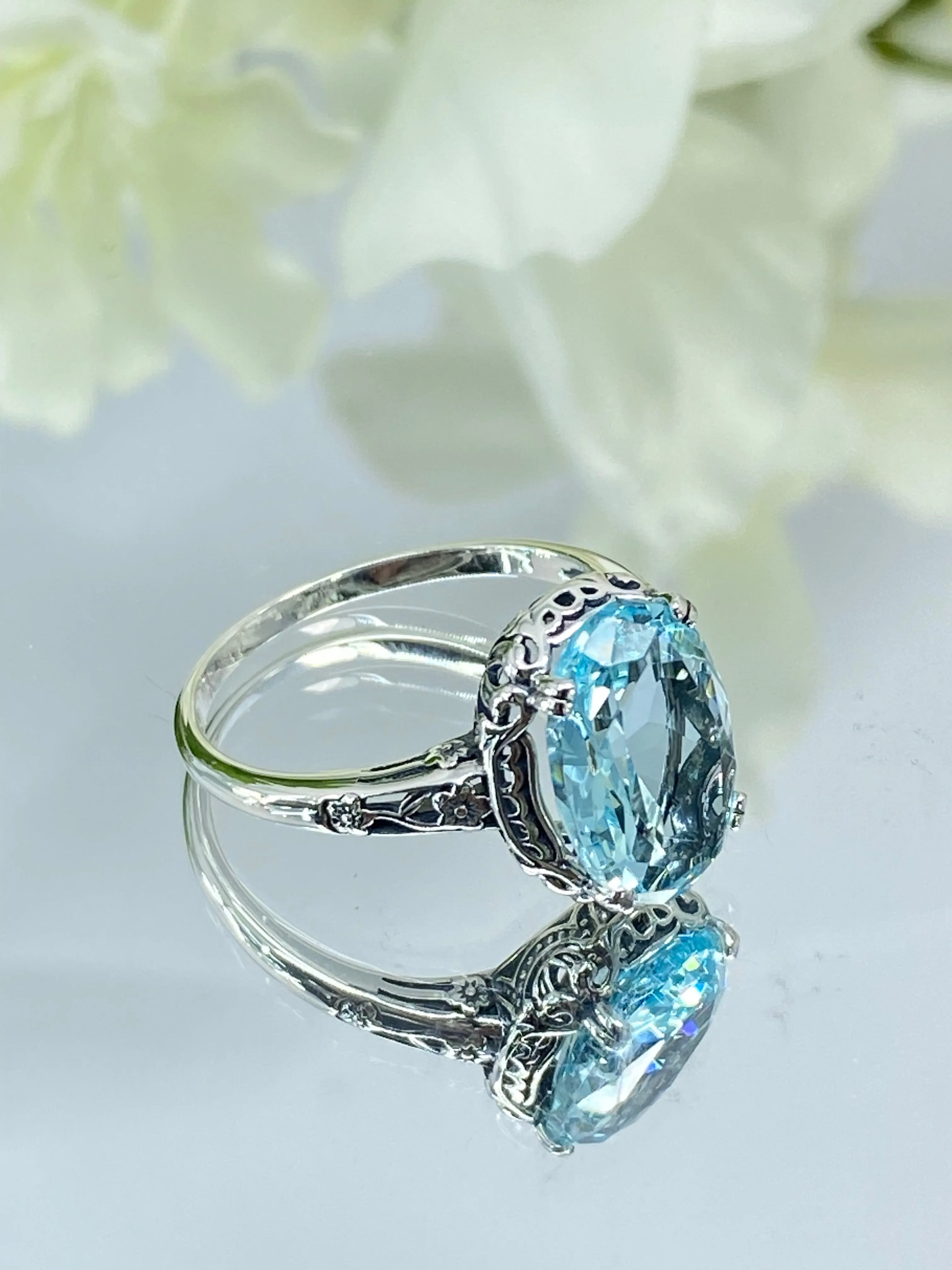 Aquamarine Ring, Size 9.5, Edwardian Jewelry #D70 - Ready to Ship