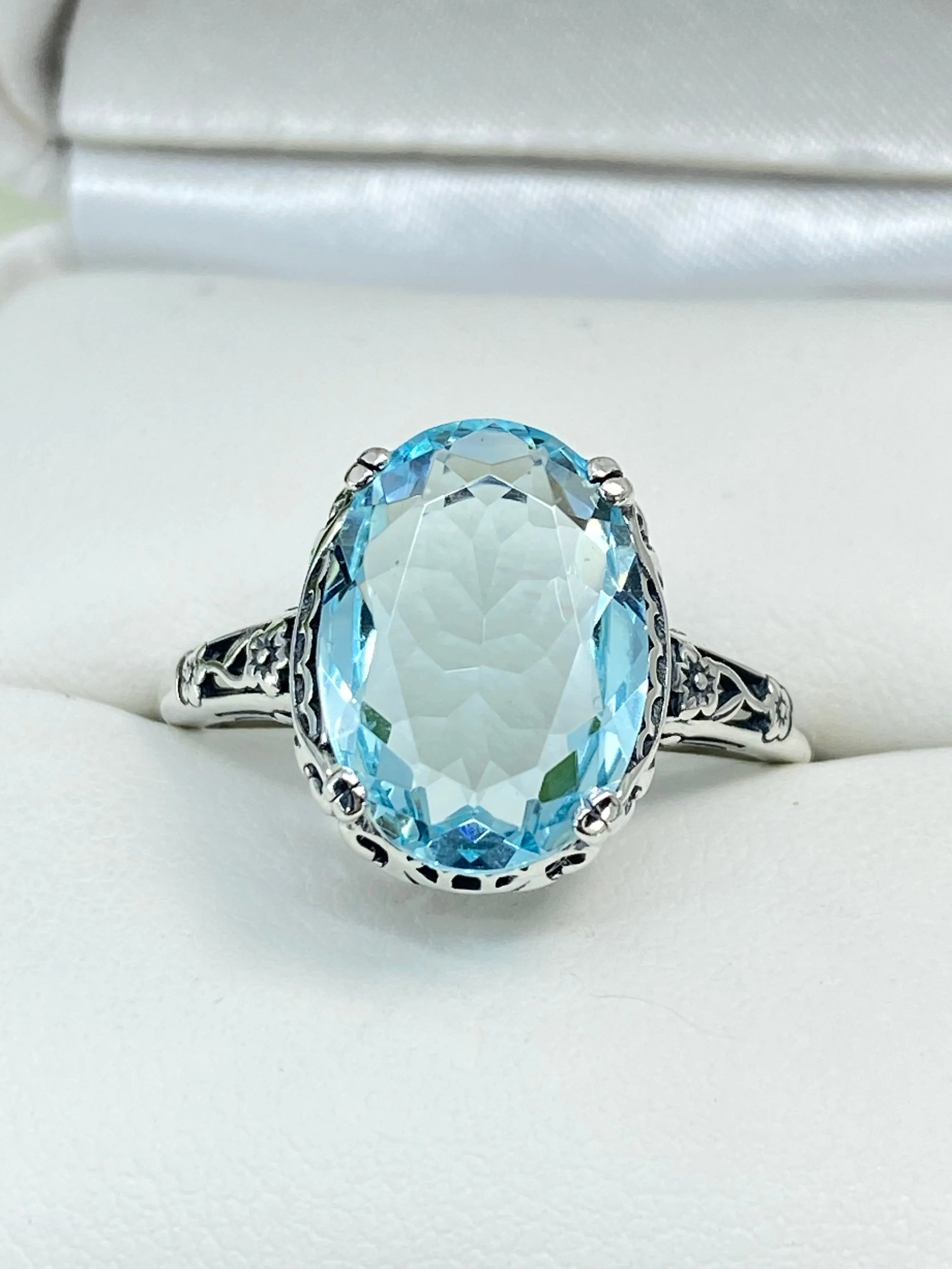 Aquamarine Ring, Size 9.5, Edwardian Jewelry #D70 - Ready to Ship