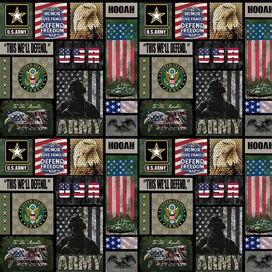 ARMY-Camo Flag Block-100% Cotton-1339A
