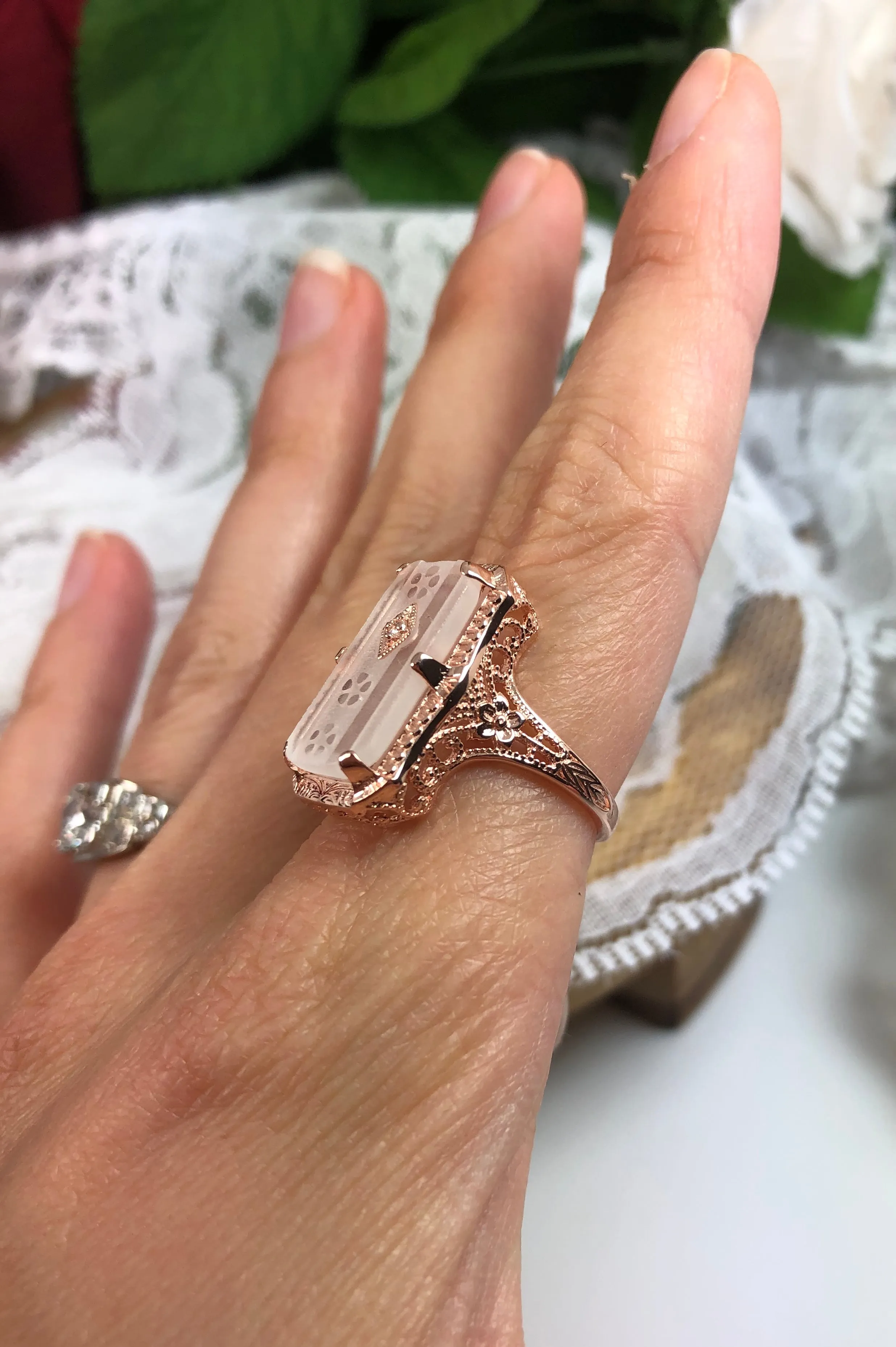 Art Deco Ring or Jewelry Set, Rose Gold overlay, 1915's Era Vintage Style Jewelry #S232