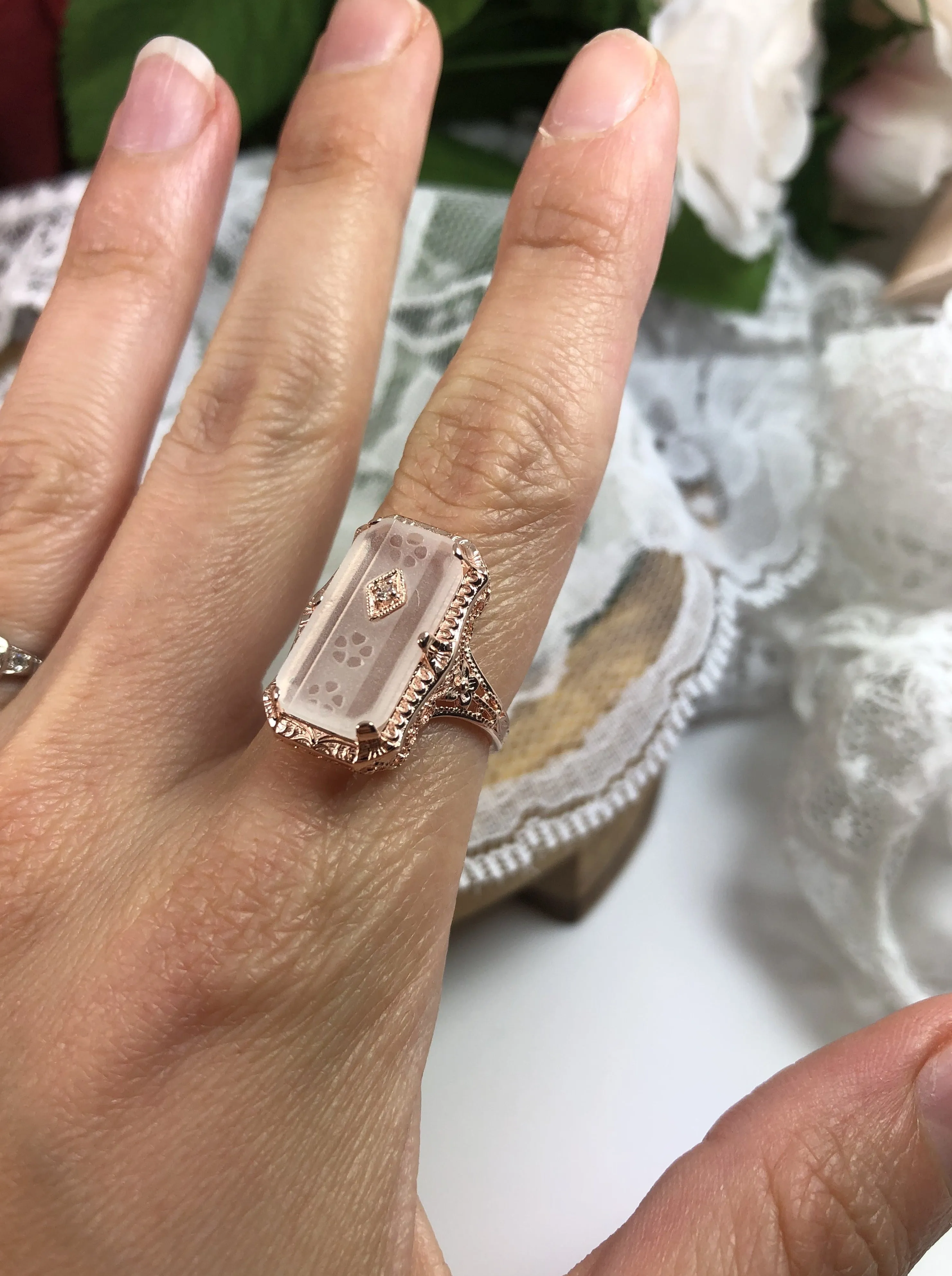 Art Deco Ring or Jewelry Set, Rose Gold overlay, 1915's Era Vintage Style Jewelry #S232