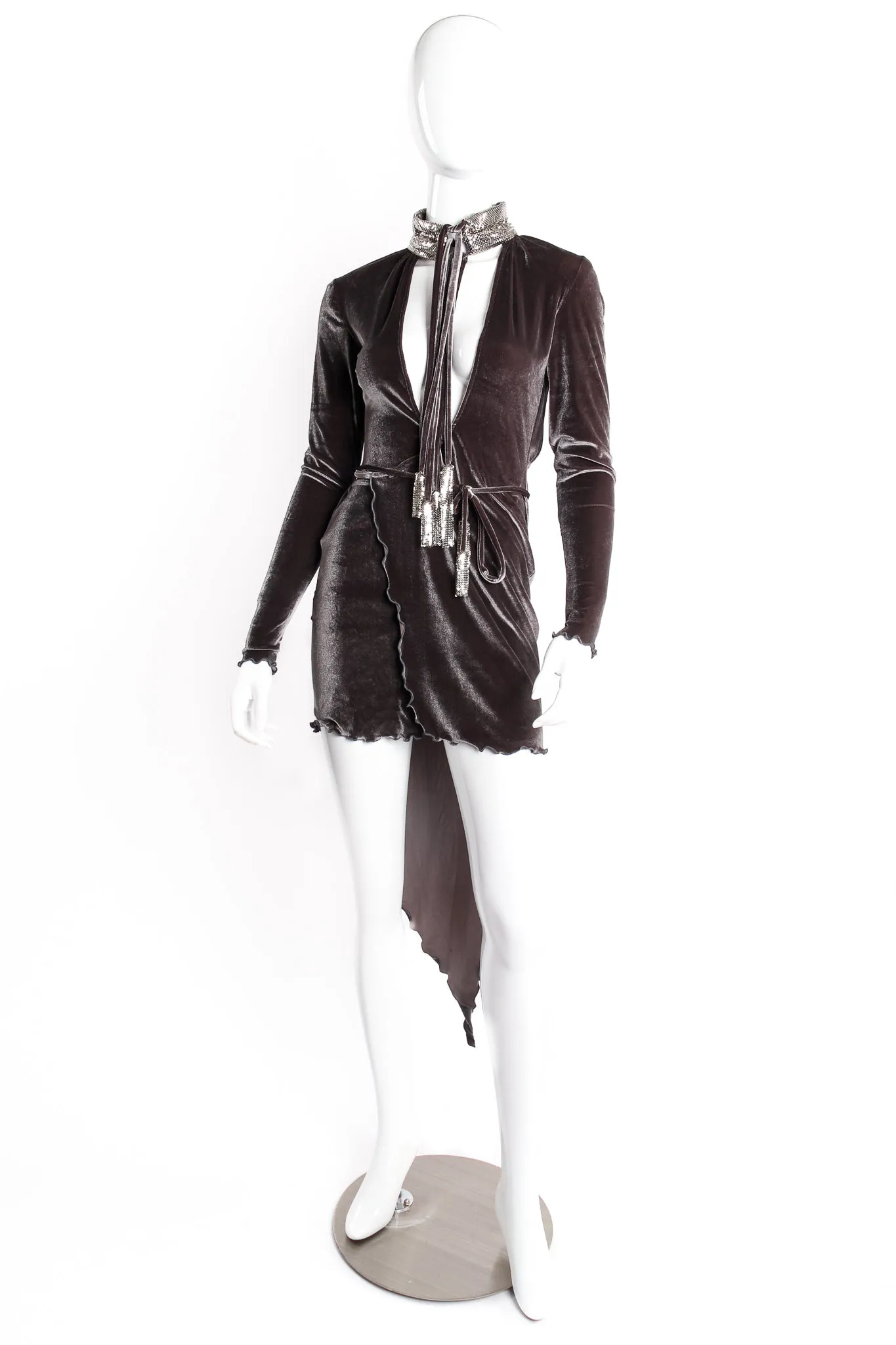 Asymmetrical Velvet Choker Wrap Dress II