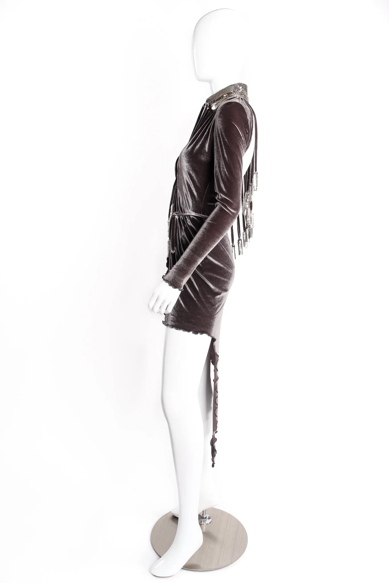 Asymmetrical Velvet Choker Wrap Dress