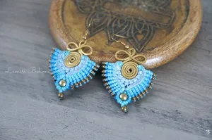 Azure Dreams Micro Macrame Boho Earrings