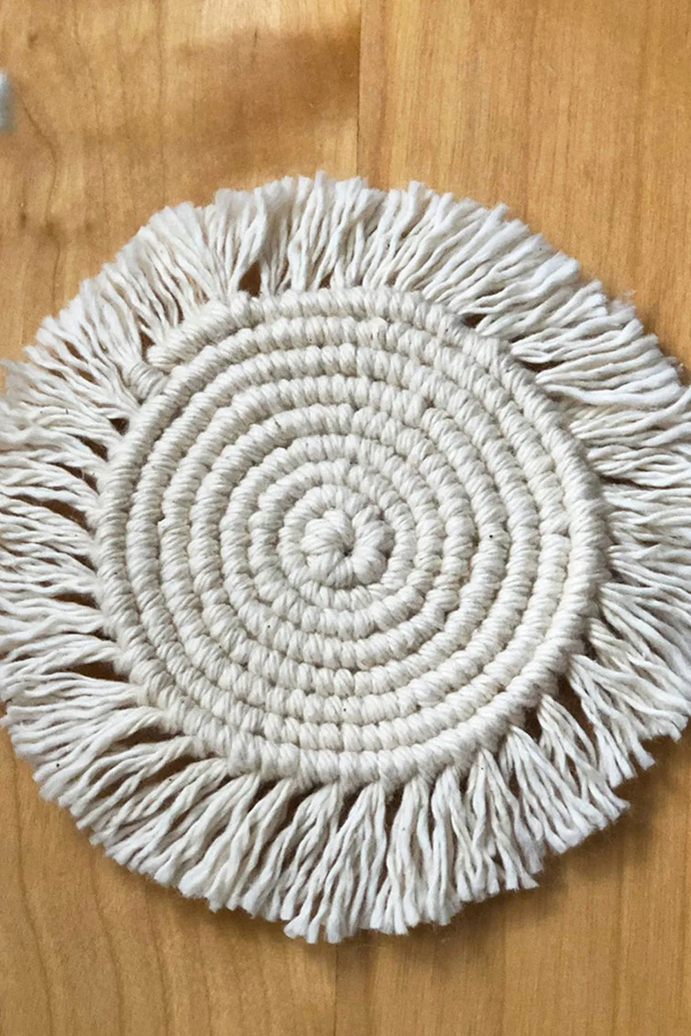 Beige Boho Tassel Macrame Coaster 15cm*15cm